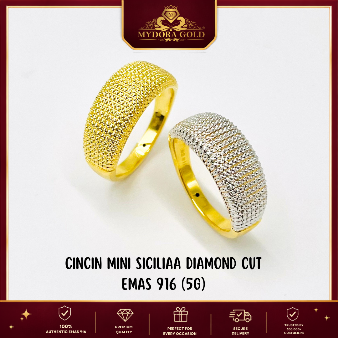MYDORA Cincin Mini Siciliaa Diamond Cut (5G) l EMAS 916/22K