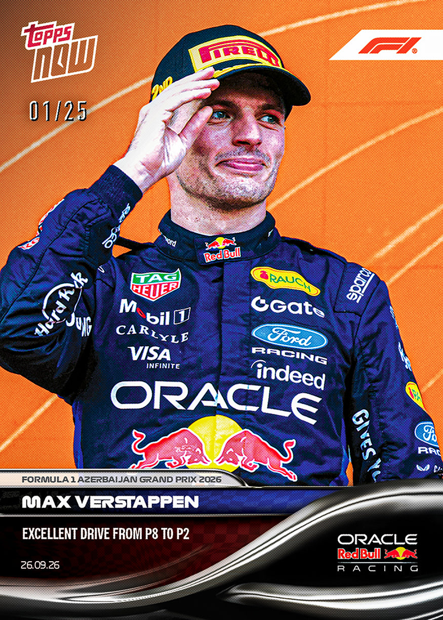 Max Verstappen - 2026 F1 Topps NOW® #63 Azerbaijan GP P8 至 P2 紀念卡【團購】