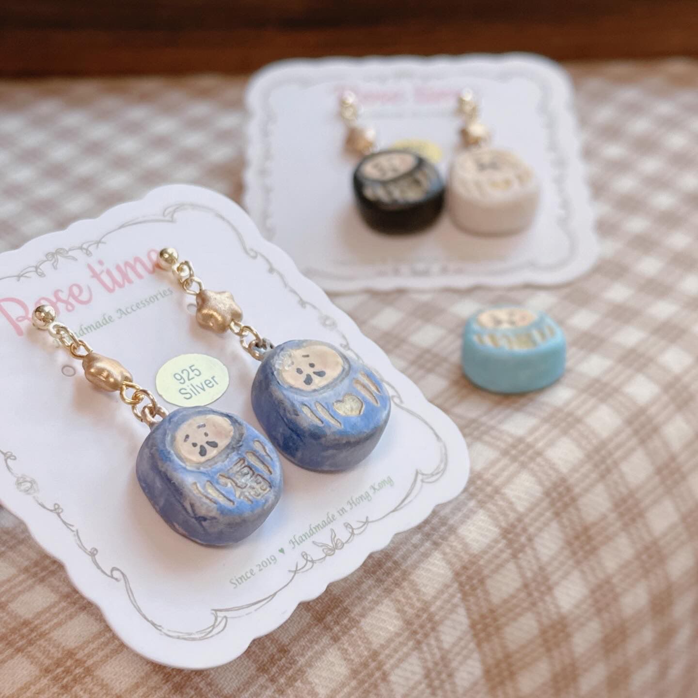 手繪 笑顏小達摩 黑白達摩/光耀藍