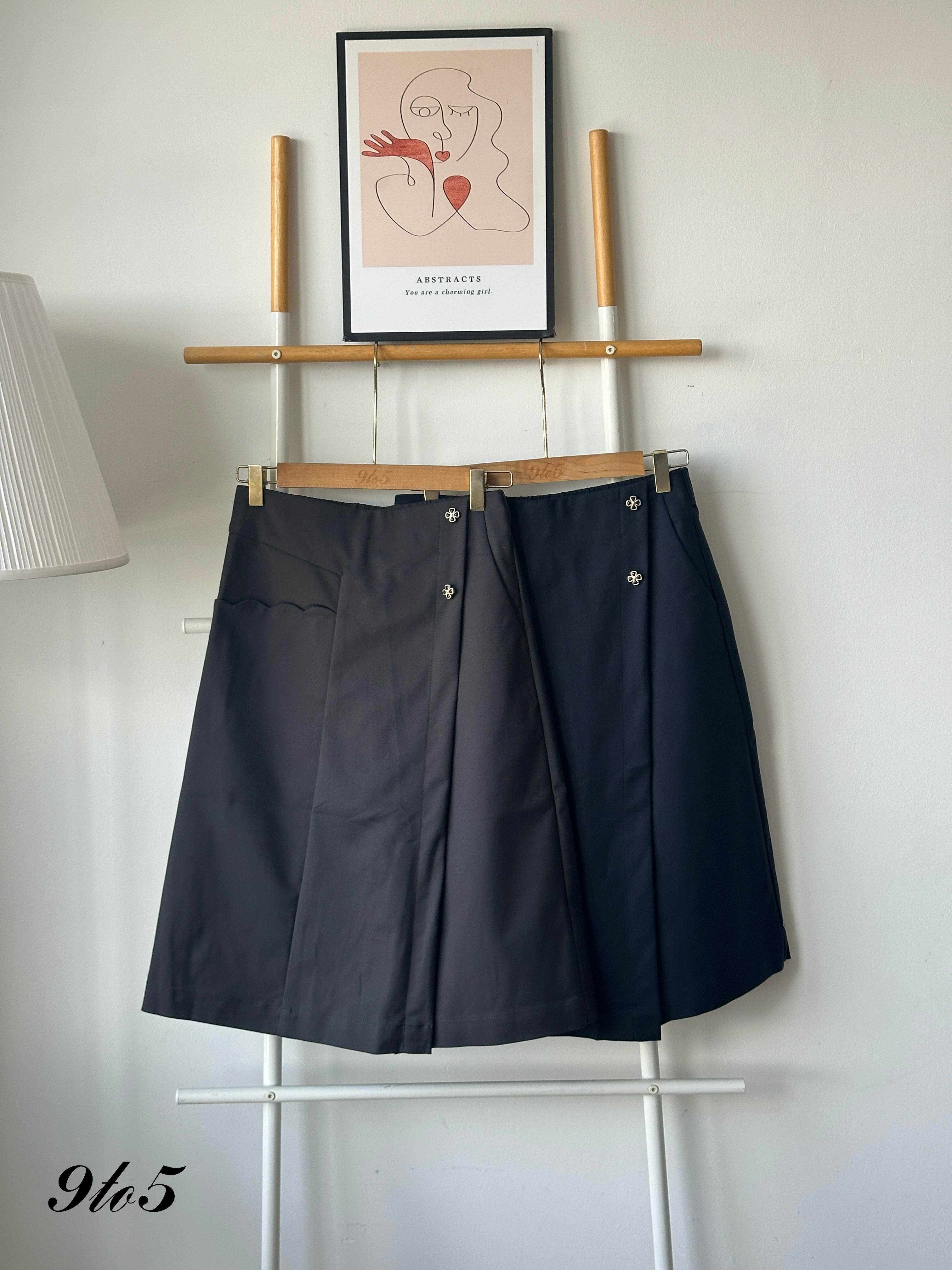 S1883 A Line Skort - Dark Blue & Dark Grey