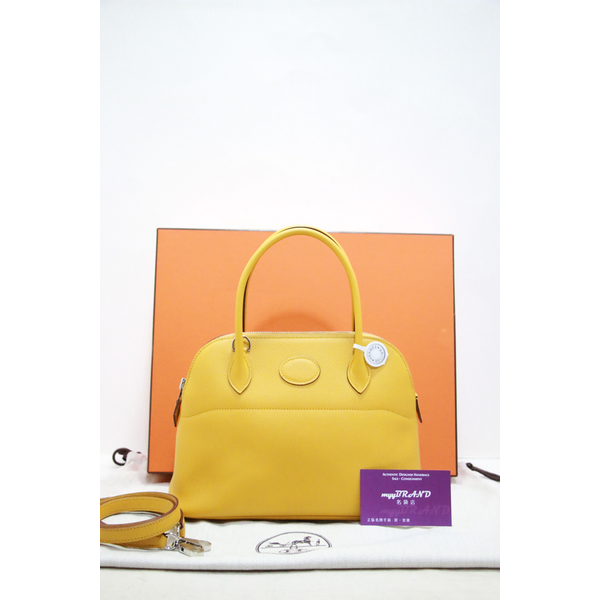 NEW HERMES BAGS BOLIDE 27 9D SHOULDER BAG/CROSSBODY BAG /HANDBAG JAUNE AMBRE