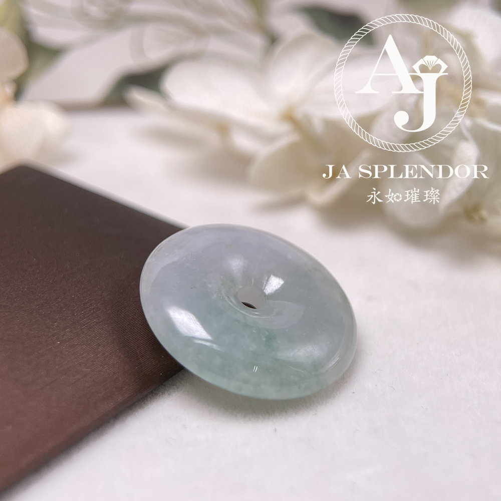 JN-175 天然翡翠A玉 冰潤飄綠平安扣