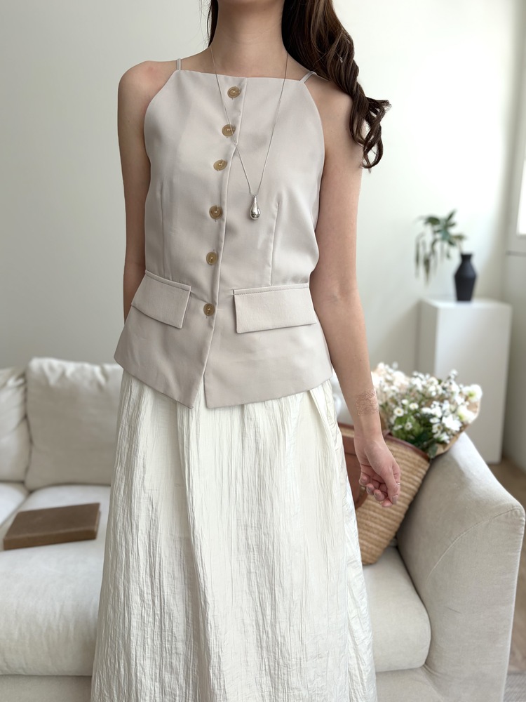 French Muse Vest Dress (Beige)