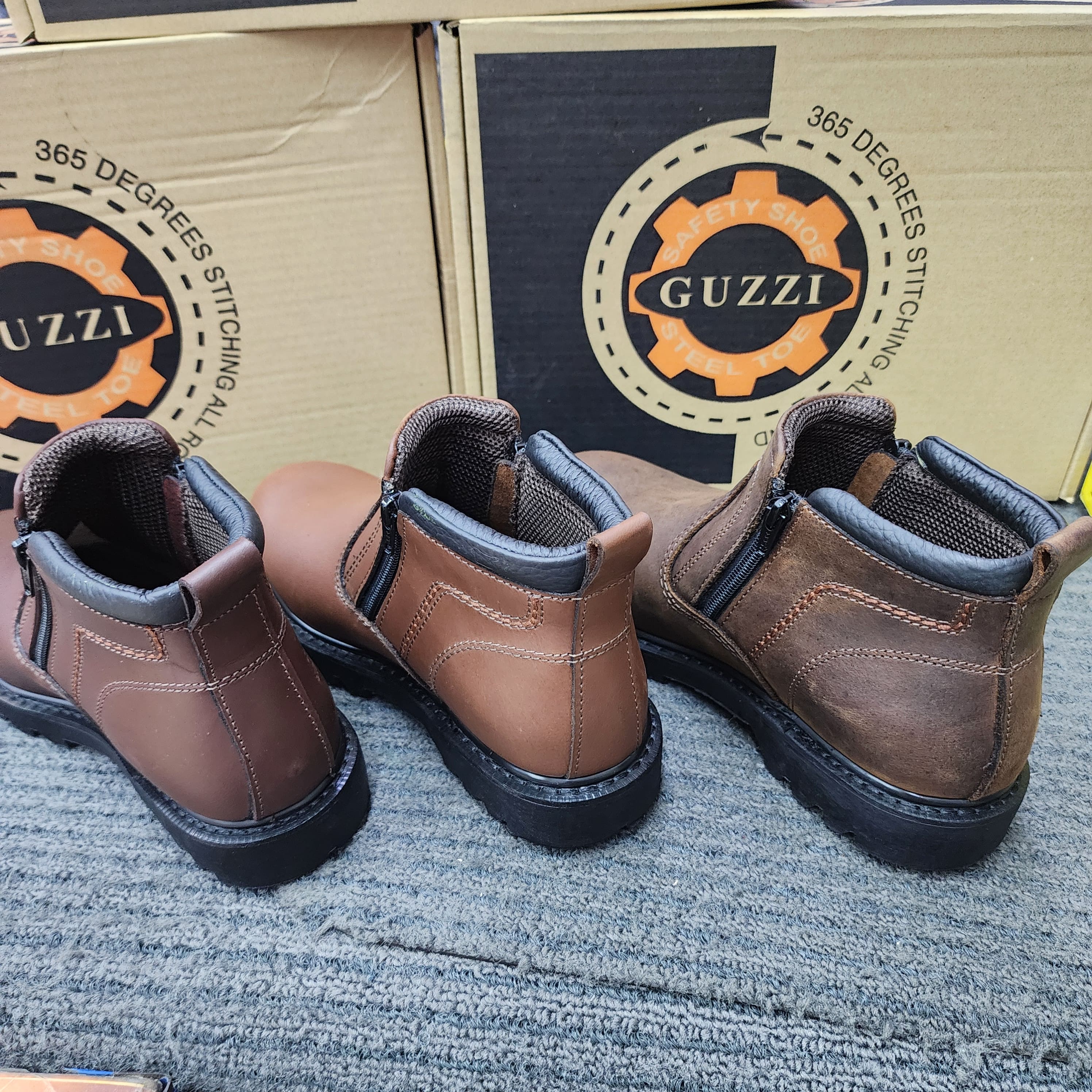 GUZZI SAFETY SHOES 932 GOODYEAR WELT STITCHING DOUBLE ZIP MID CUT G2 G4 G13 KASUT KESELAMATAN