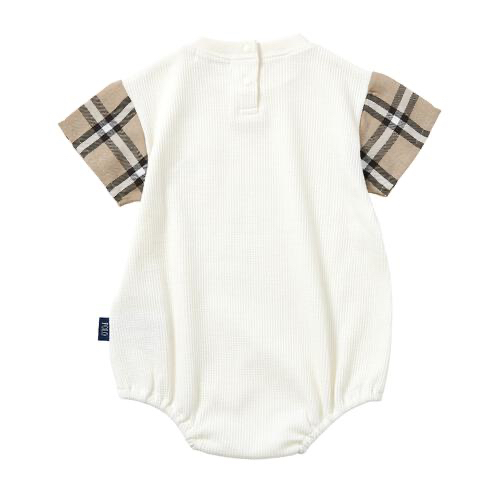 🇯🇵預訂 日本直送🇯🇵Polo Baby標誌刺繡格紋拼布華夫格短袖包屁衣