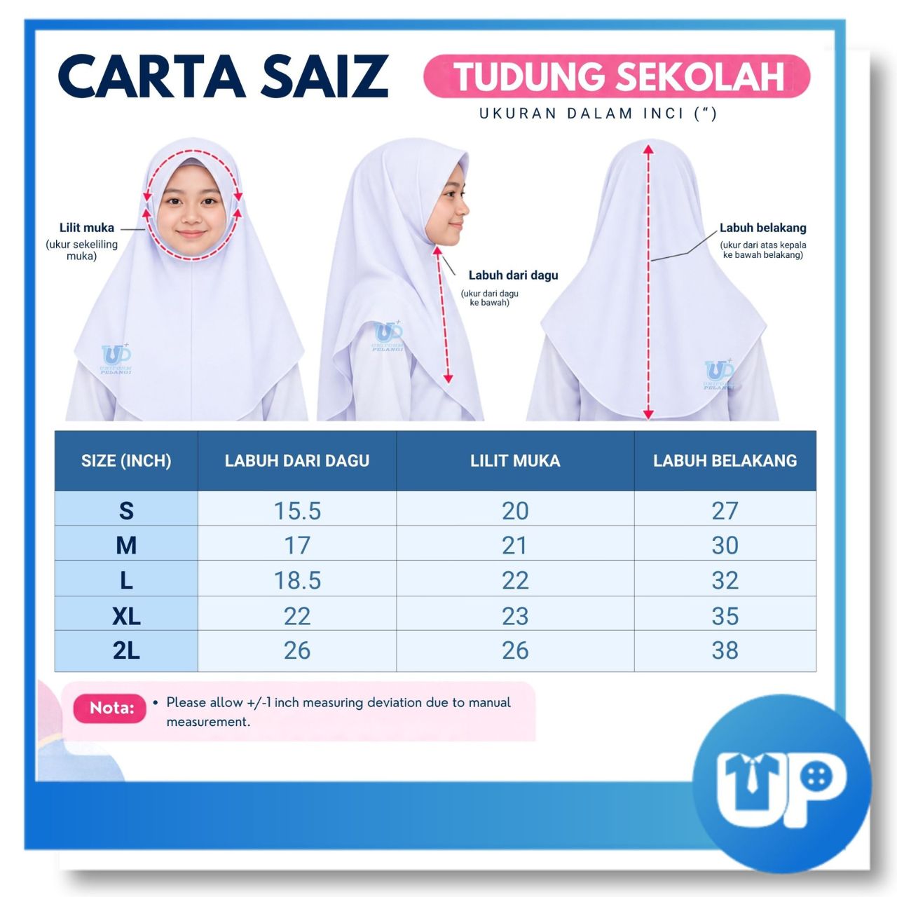 Falcon Tudung Sekolah 2 Lapis Koshibo Premium Quality Tudung Bawal Dua Lapis Kain Licin
