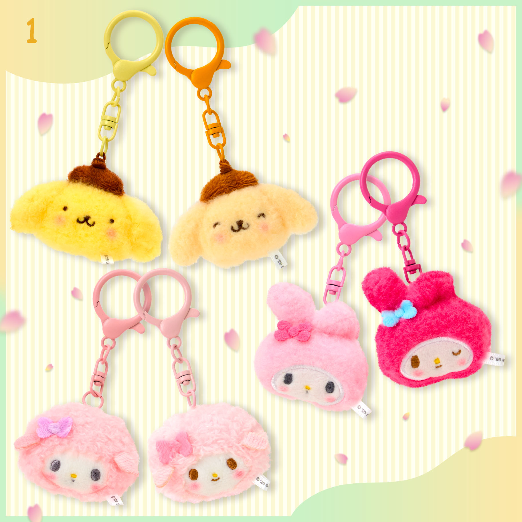 現貨 | 日本 Sanrio 大頭毛絨絨公仔掛件 (1套2隻)