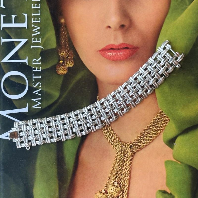 Vintage C.a. 1950-60s Unmarked Designer Piece Basket Weave Silver Tone Bracelet (MT2451)