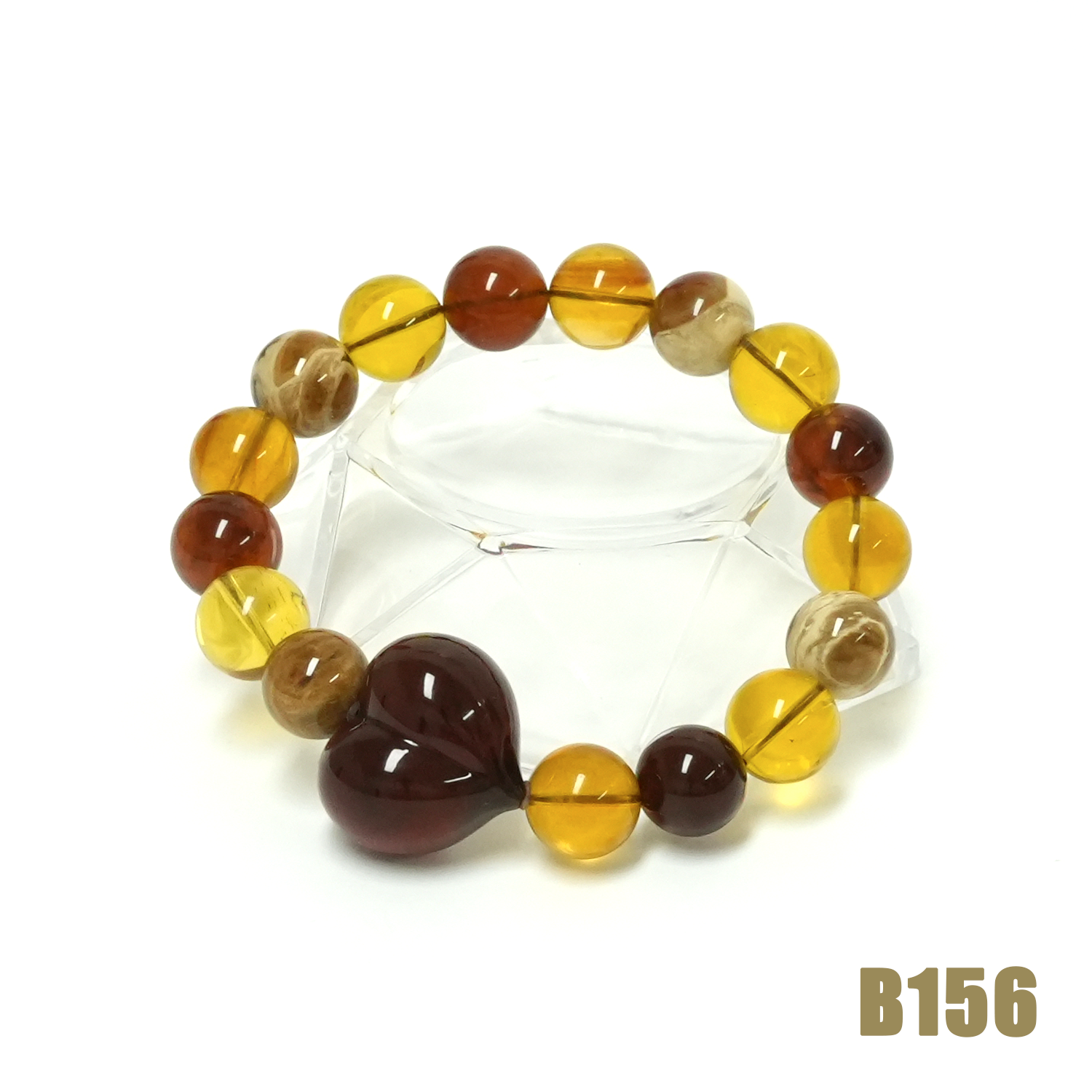 多寶配紫羅蘭蜜珀立體心心手串