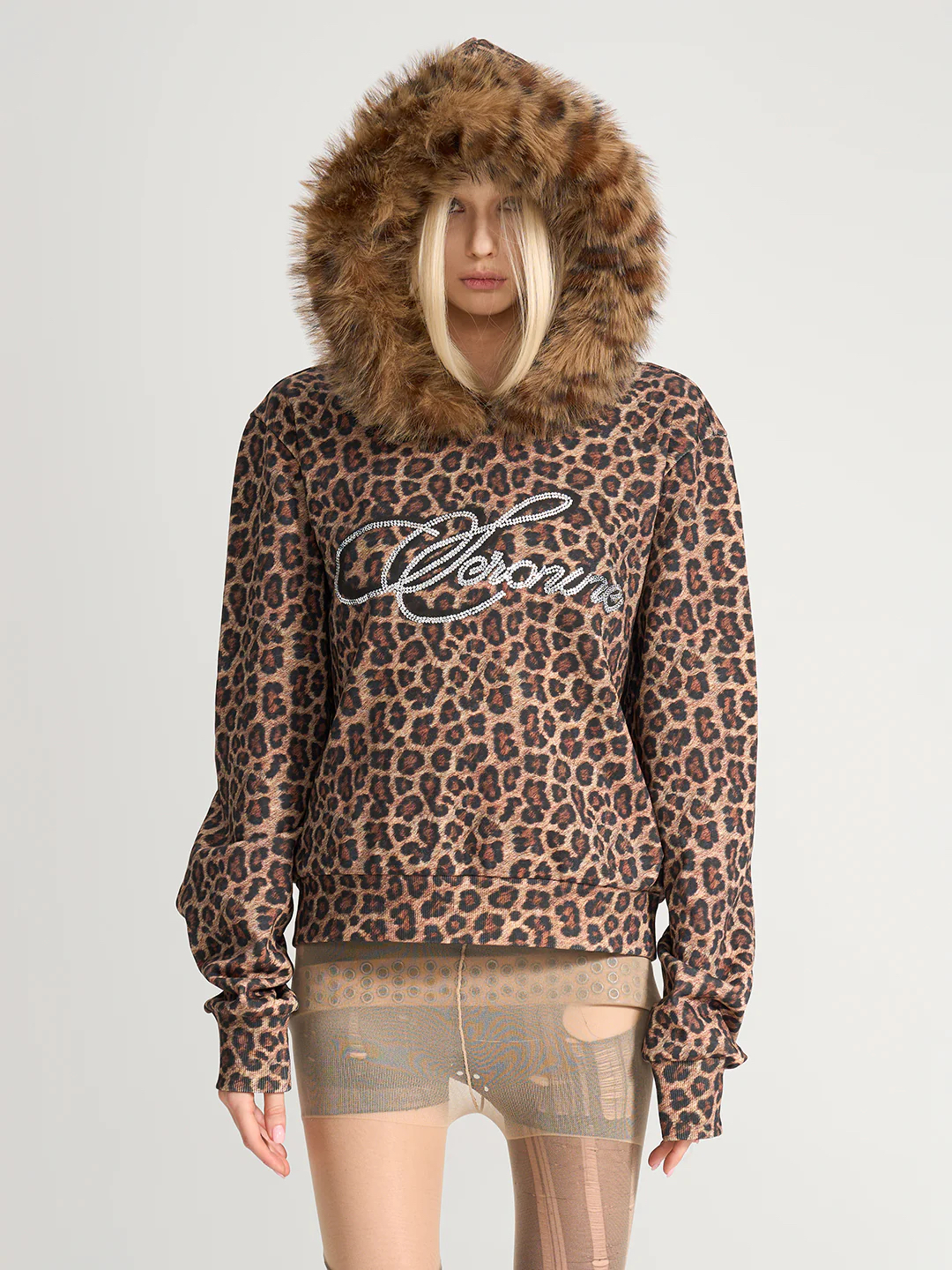 VAR-40｜PREDATOR LEOPARD · FAUX-FUR HOOD HOODIE