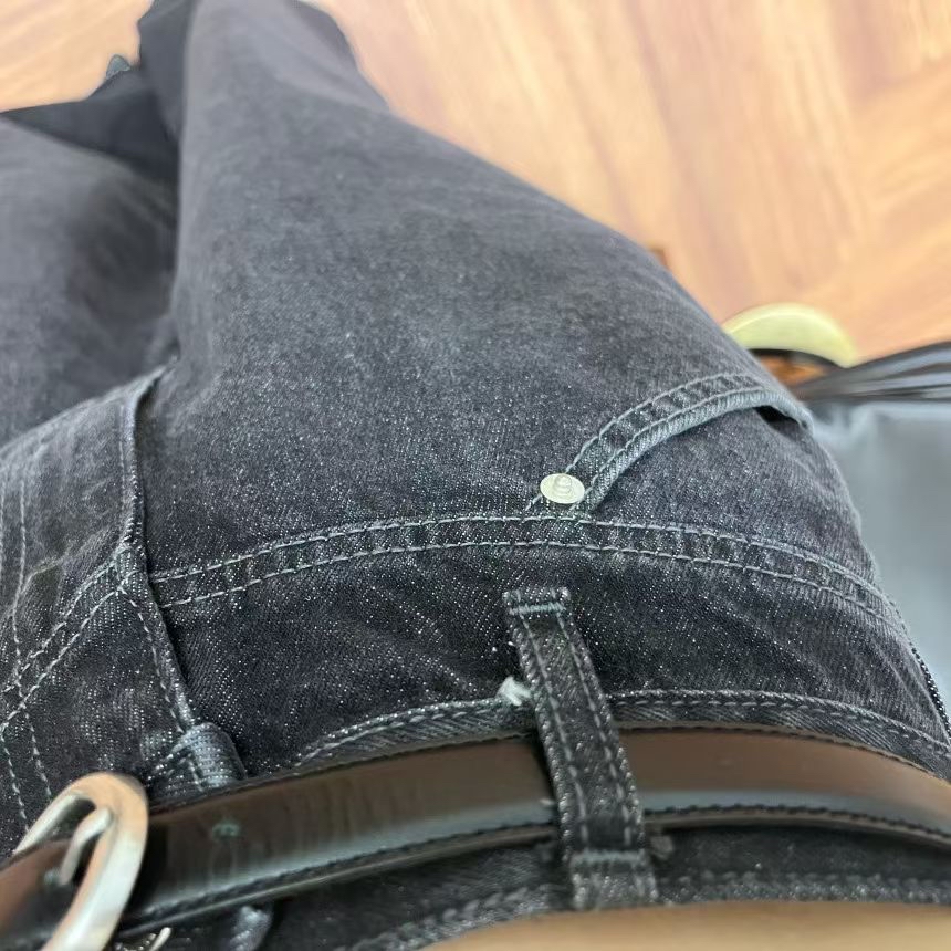 V線高腰牛仔褲