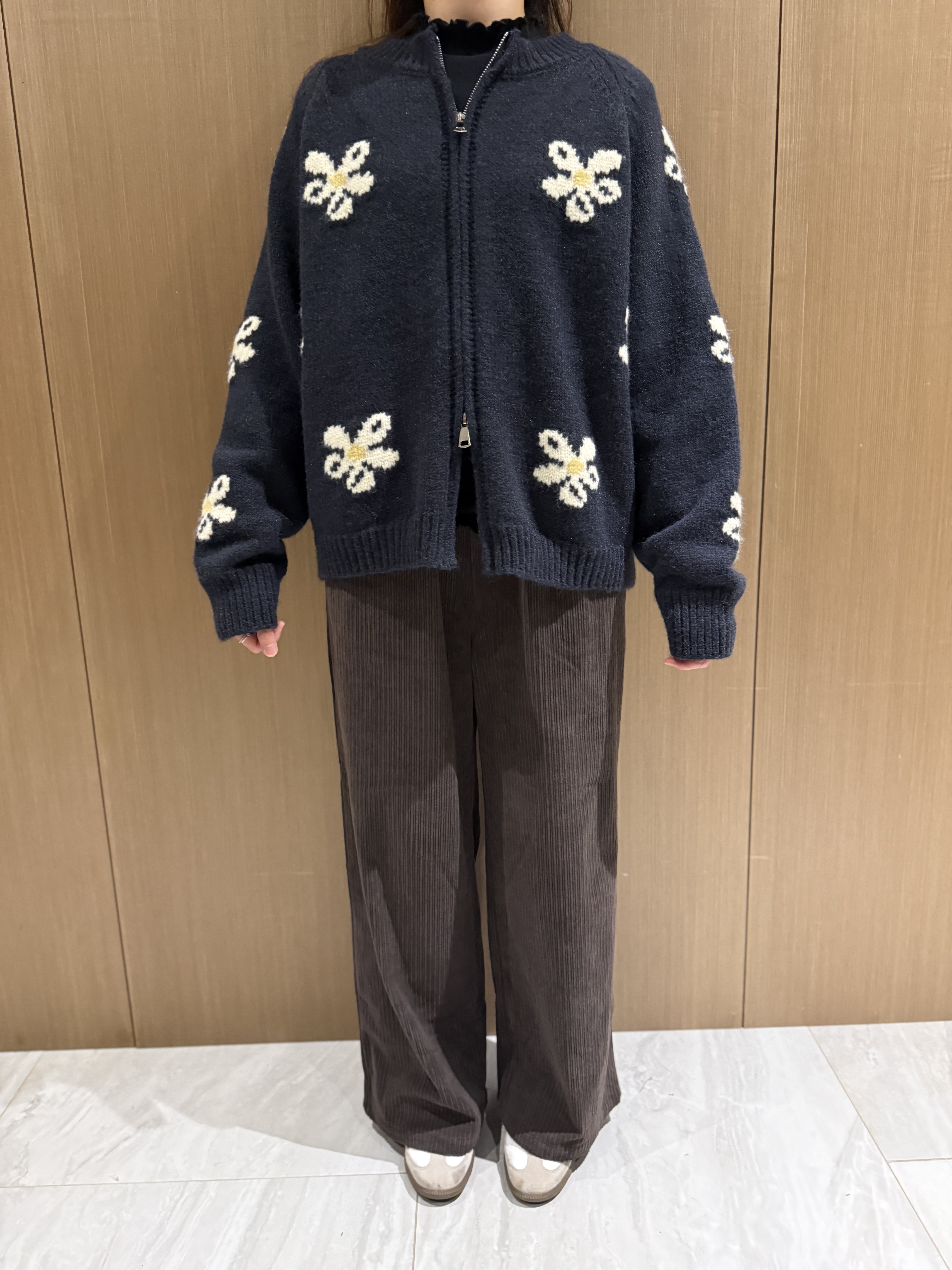 撞色花花雙拉鍊冷外套（寶藍色）