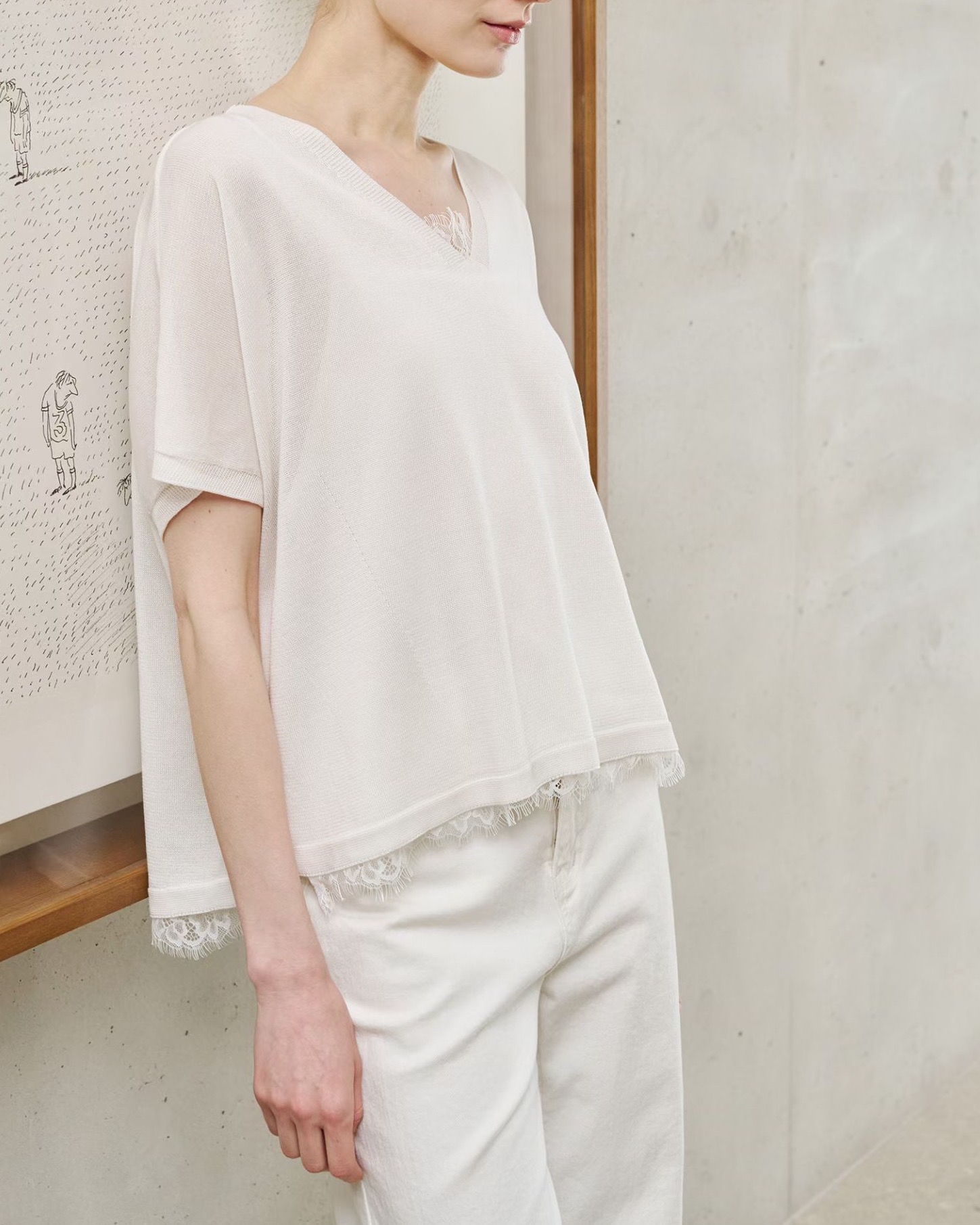  V 領knit Top