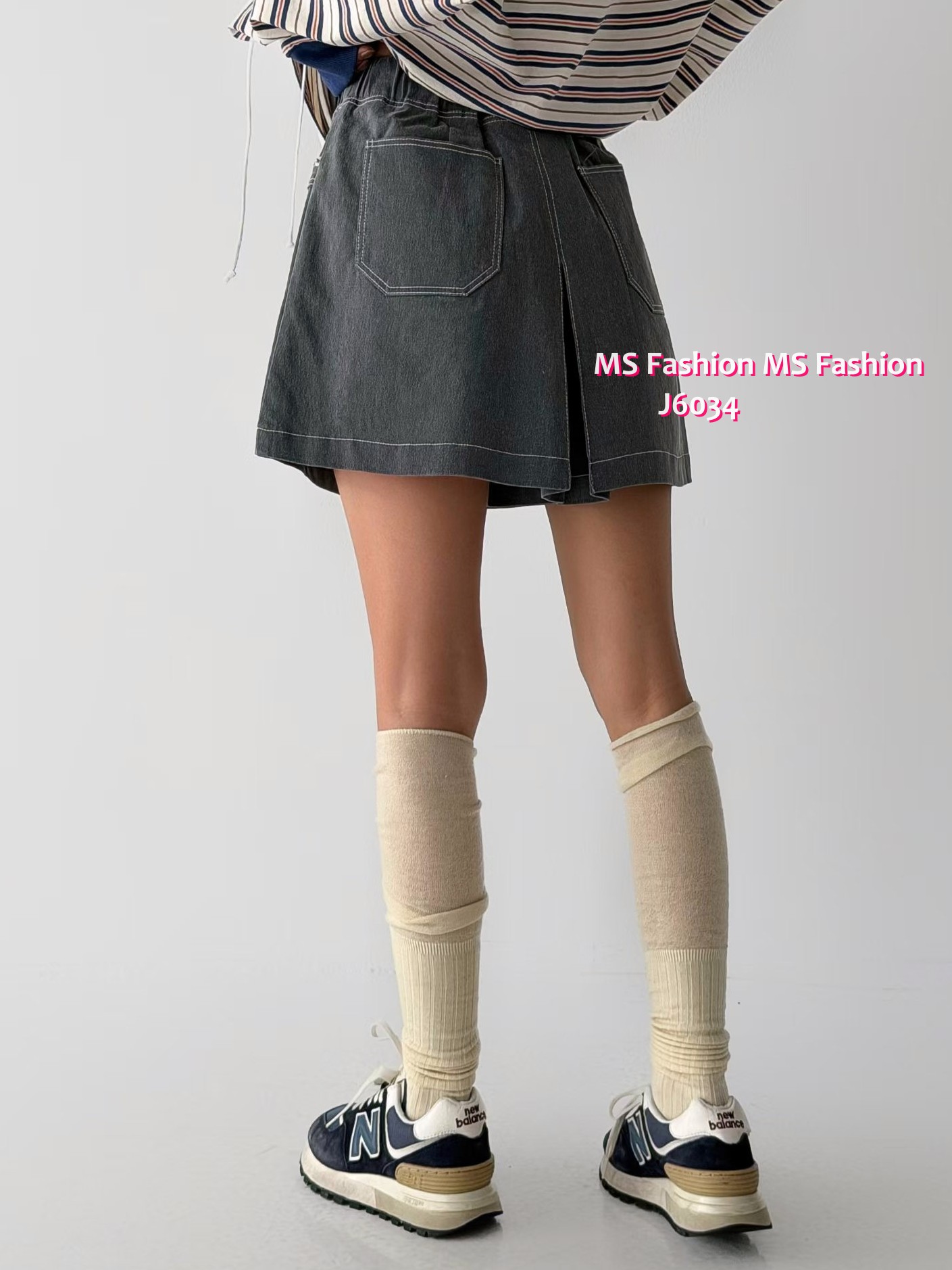 J6034 韓國🇰🇷型格明線裙褲仔