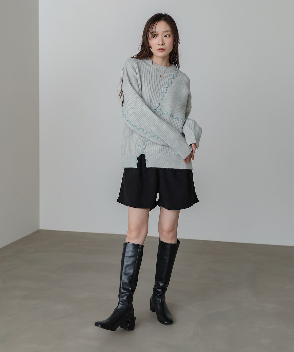 <JP> 設計感！特色滾邊軟糯Knit Top* 4色入 <預購>