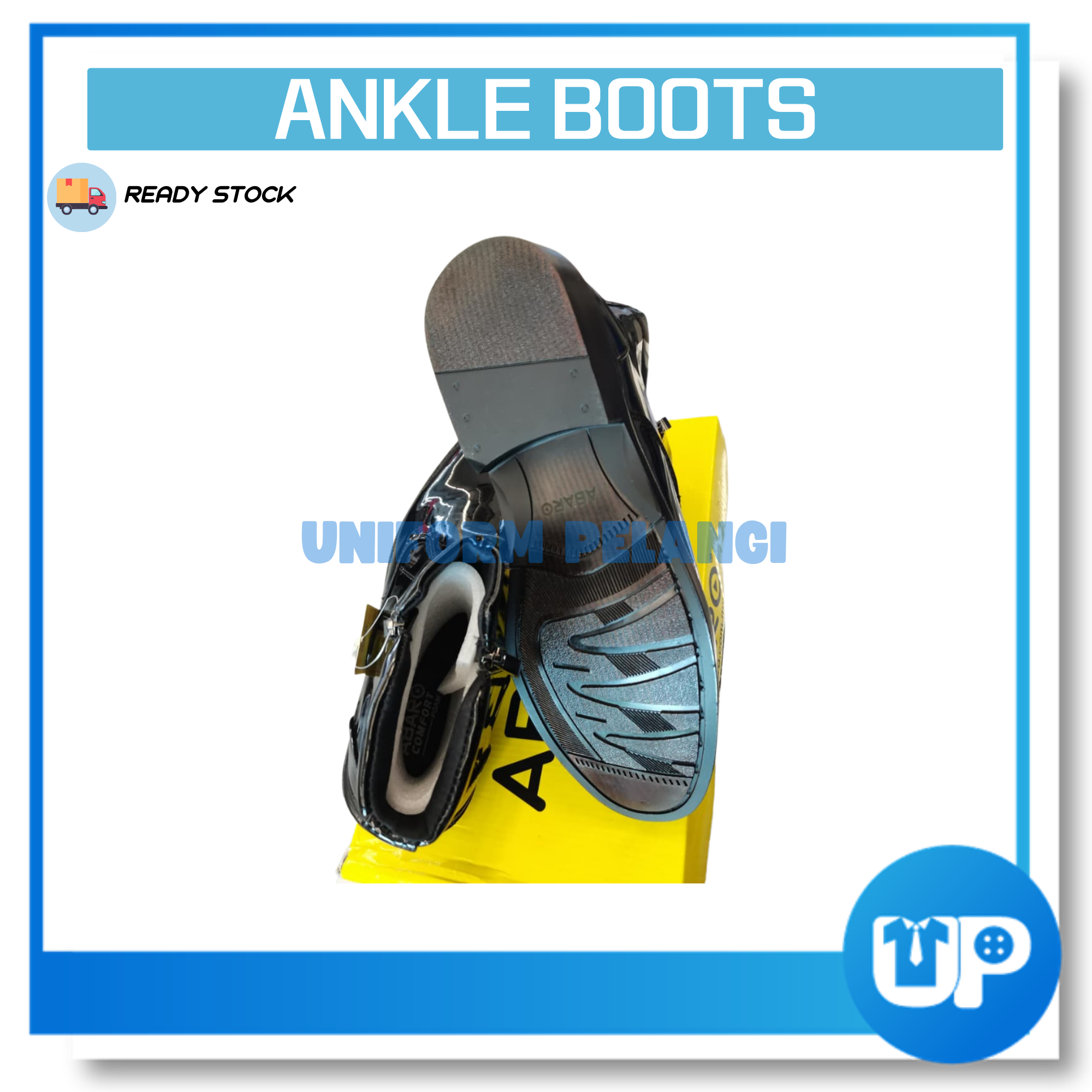 ABARO Kasut Kilat Kulit Ankle Boots Formal Shoes/Kasut Potong Polis/SWAT Boots Faux Leather