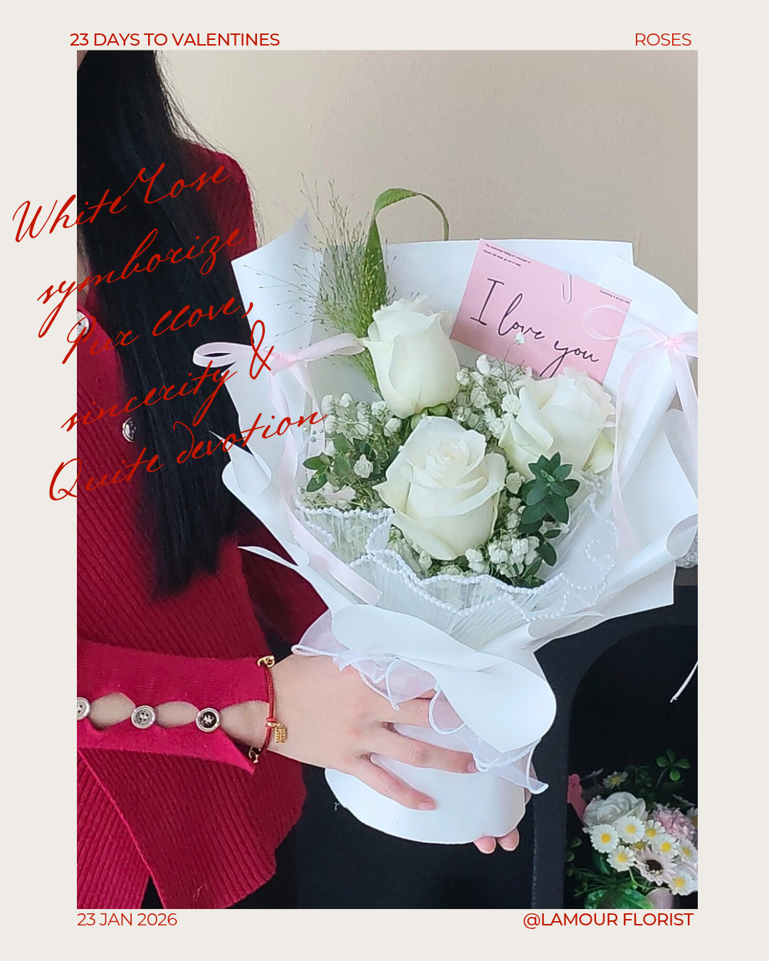 Angel White Rose Bouquet 