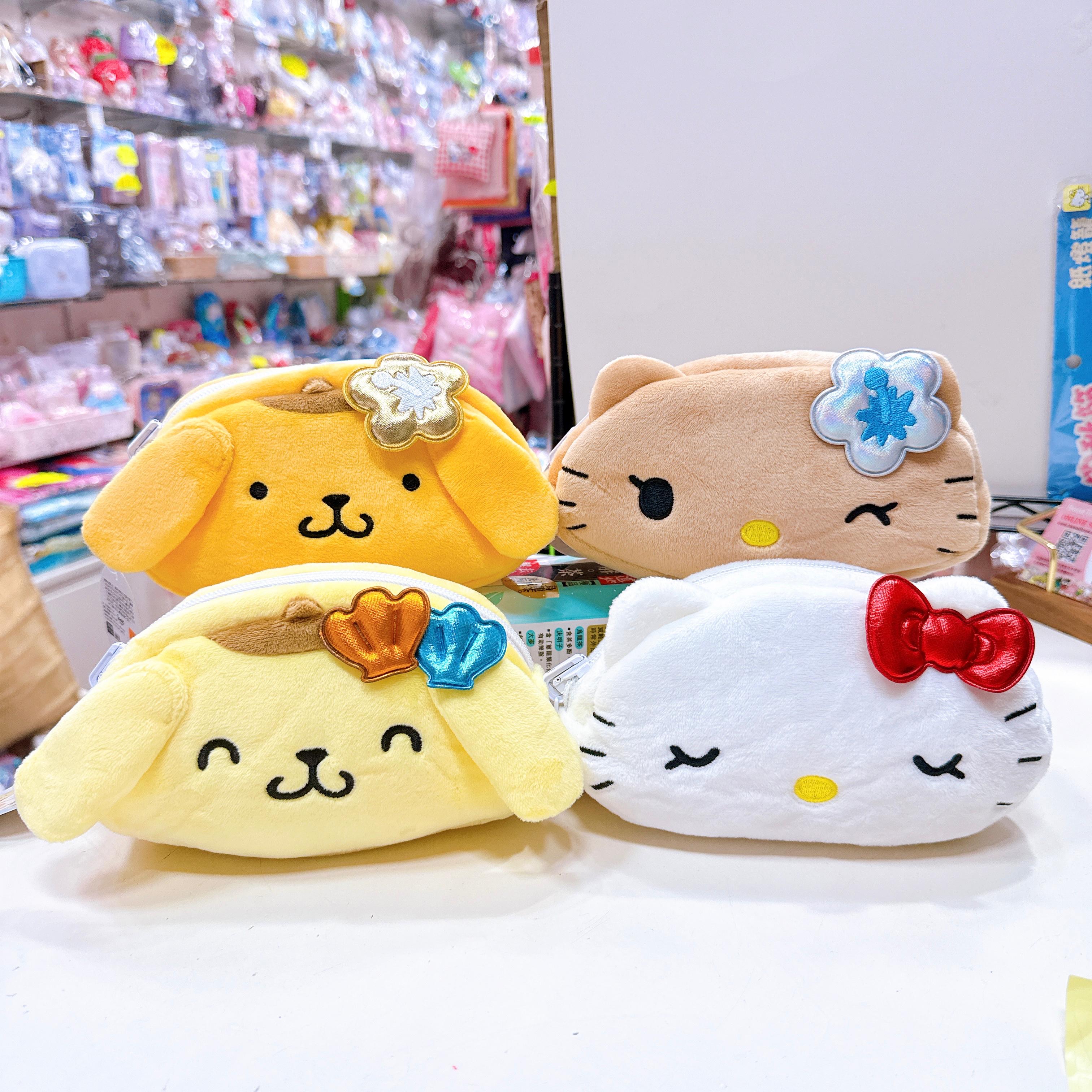 日本直送Hello Kitty布甸狗黑皮系列雙面化妝袋