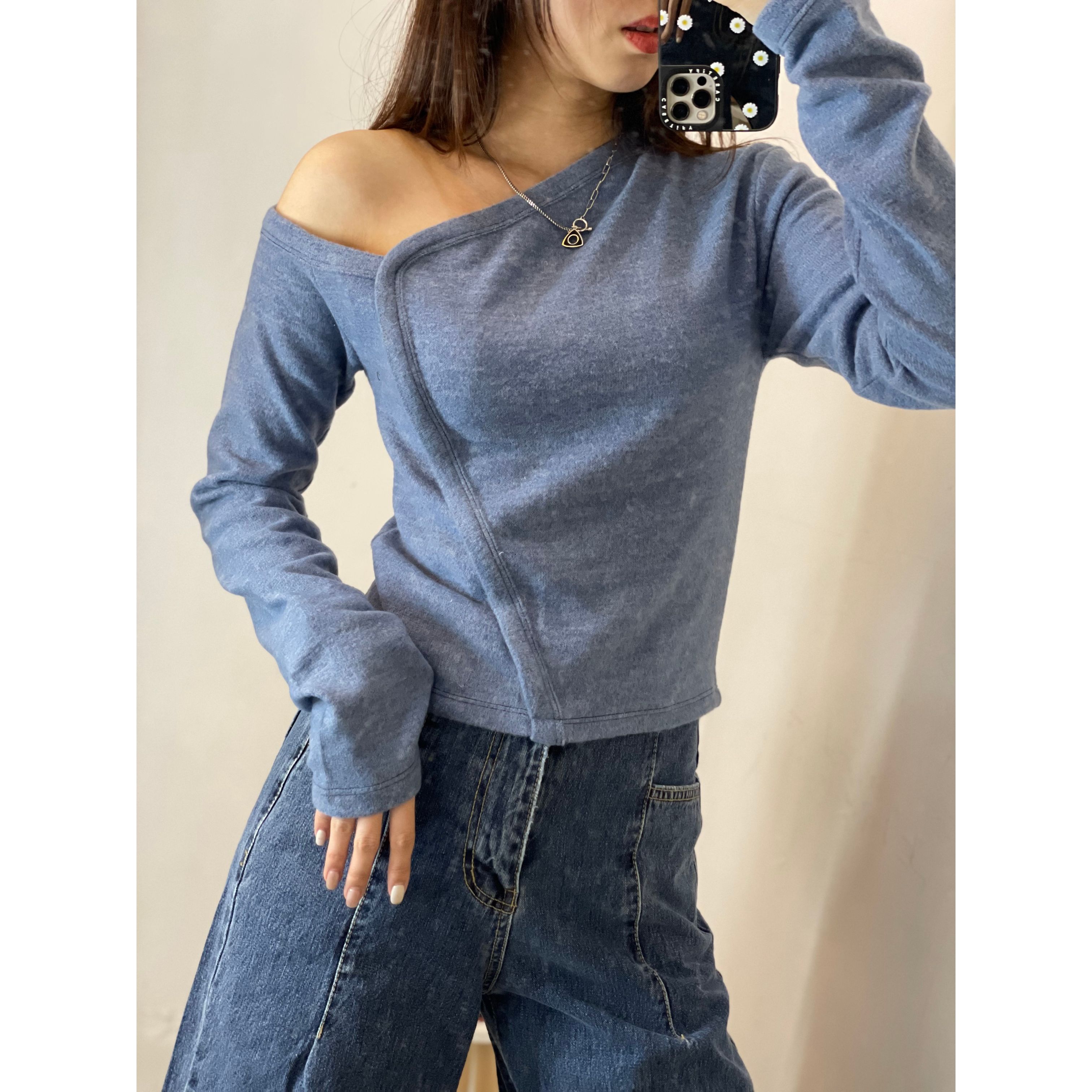 絨布面單肩Top (4色）