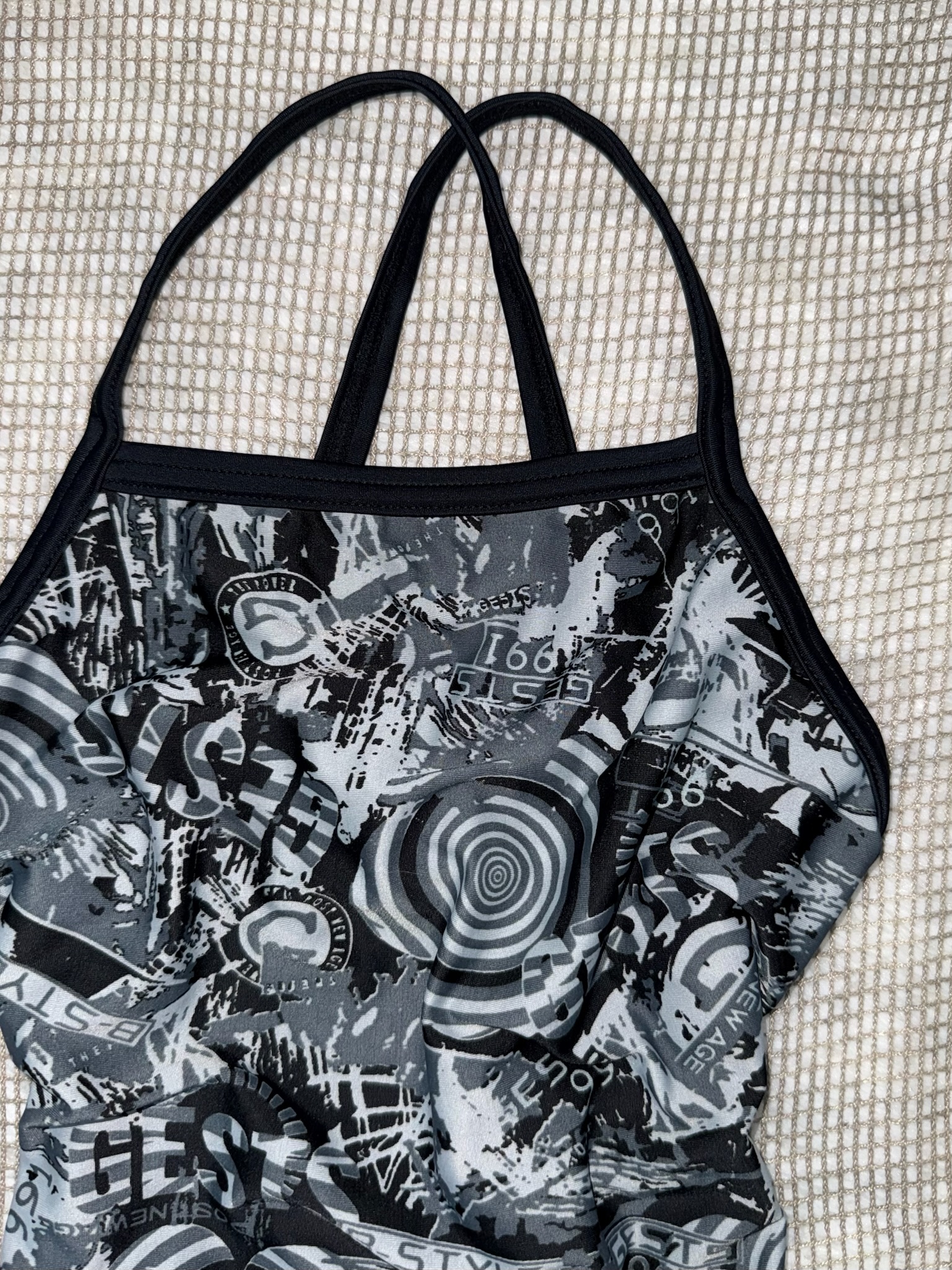 Cyber Y2K Graphic Print Cross Strap Tank Top