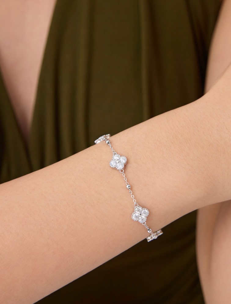 精緻四葉草銀手鍊