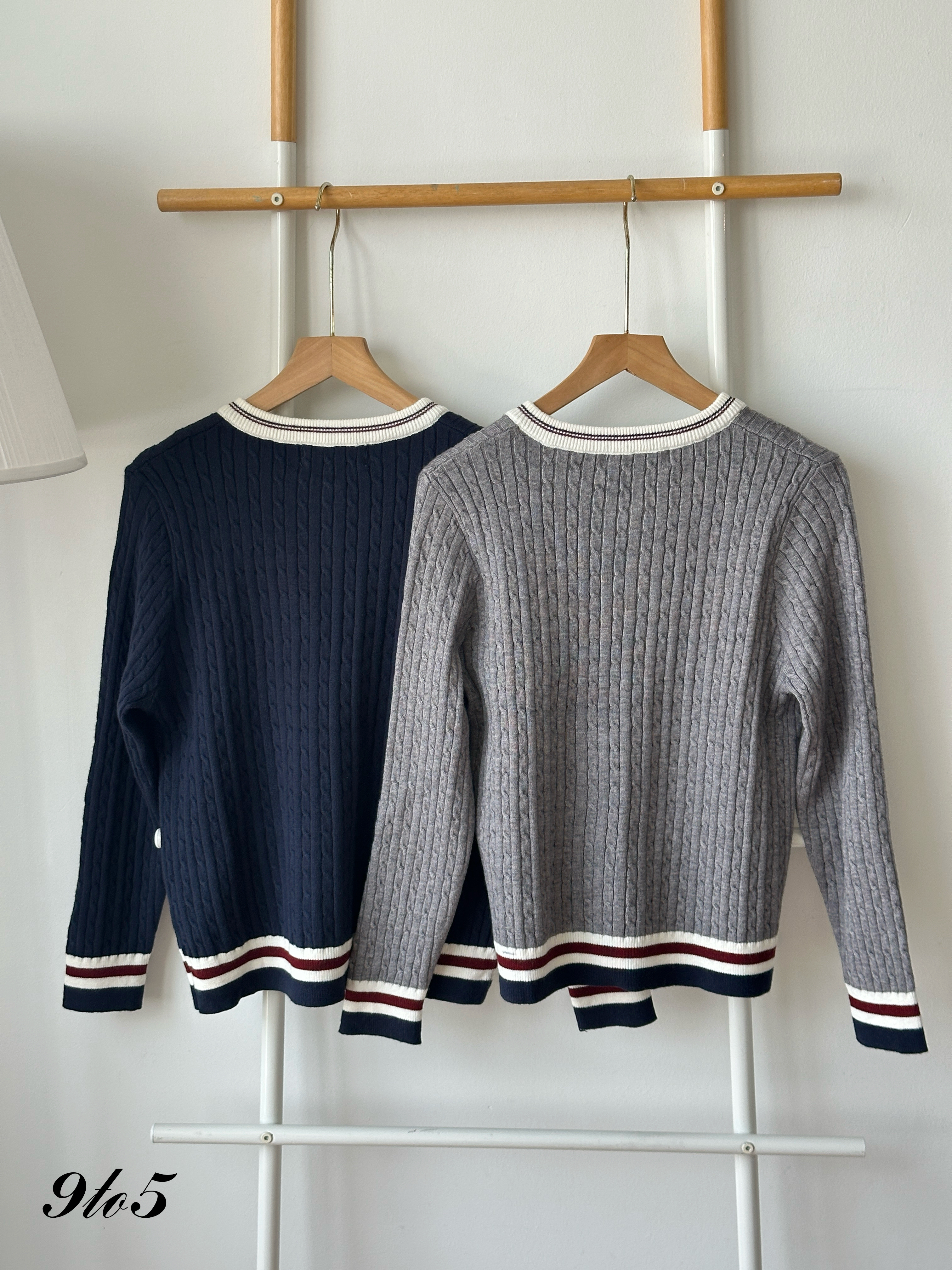 T4401 Cable Knit Contrast Cardigan - 3 Colors 