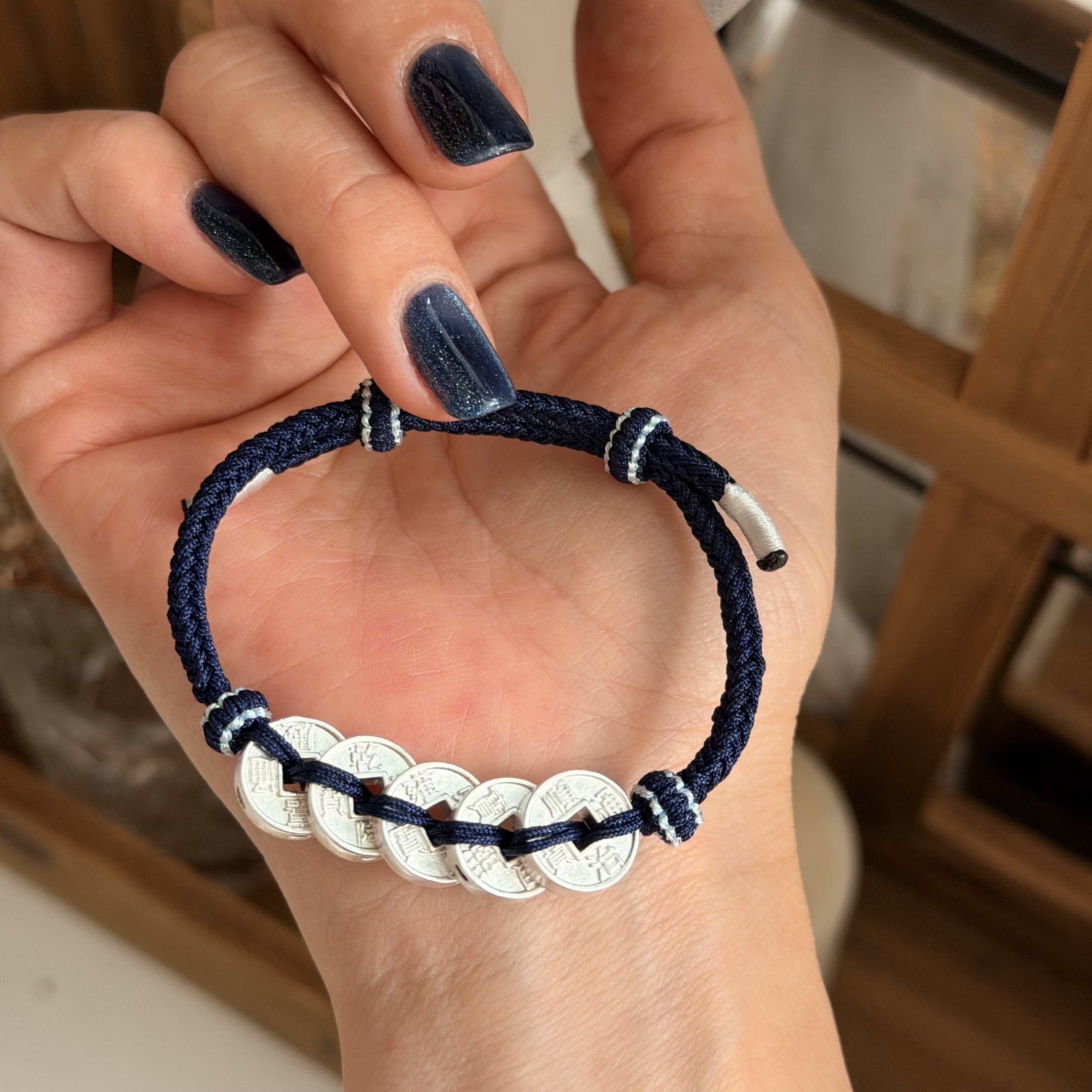 純銀五帝幣手繩