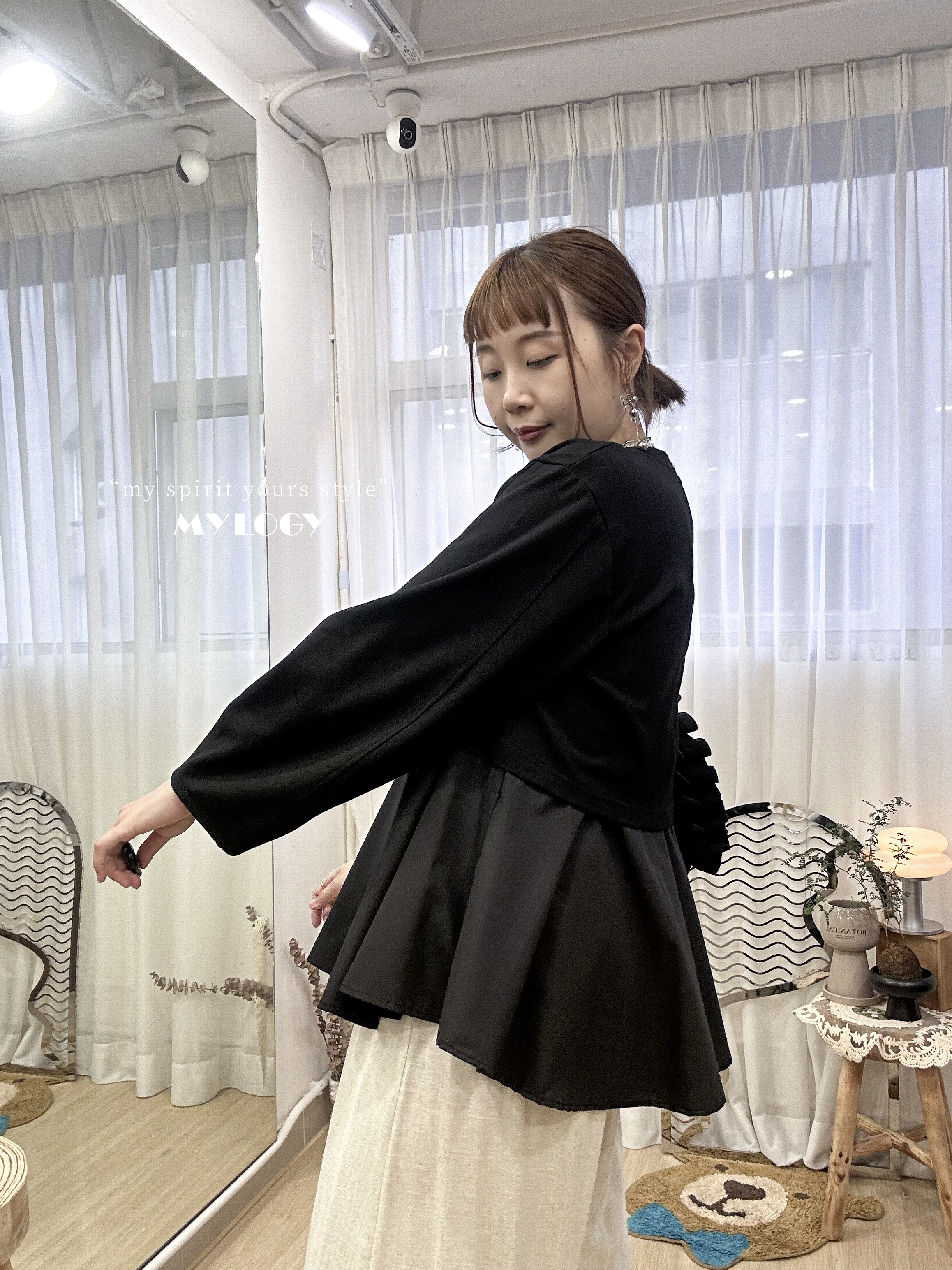 日系成熟柔和感～假2件氣質裙擺衛衣 IL0004