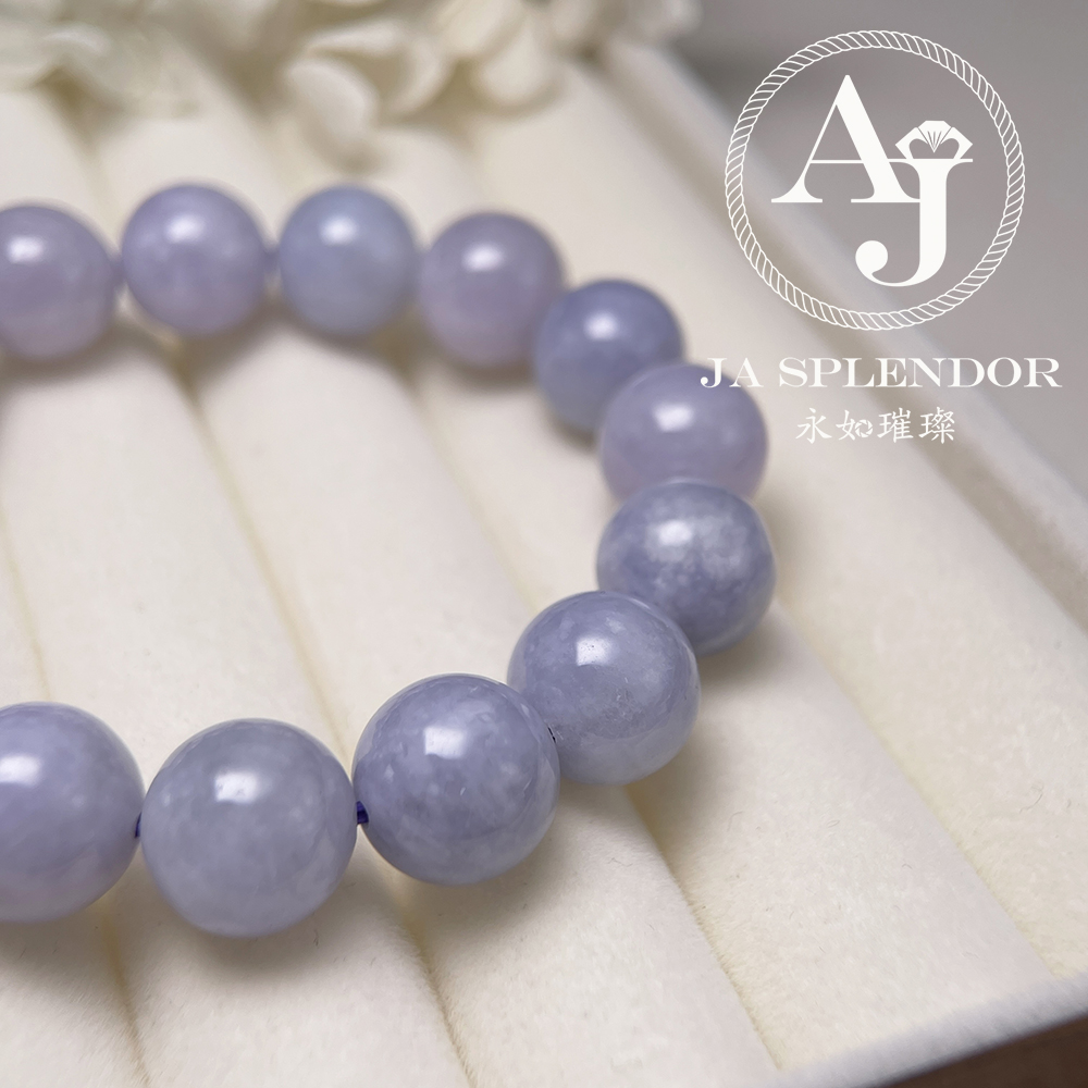 JB-266 天然翡翠A玉-紫圓珠手串(12mm)（旺人緣）