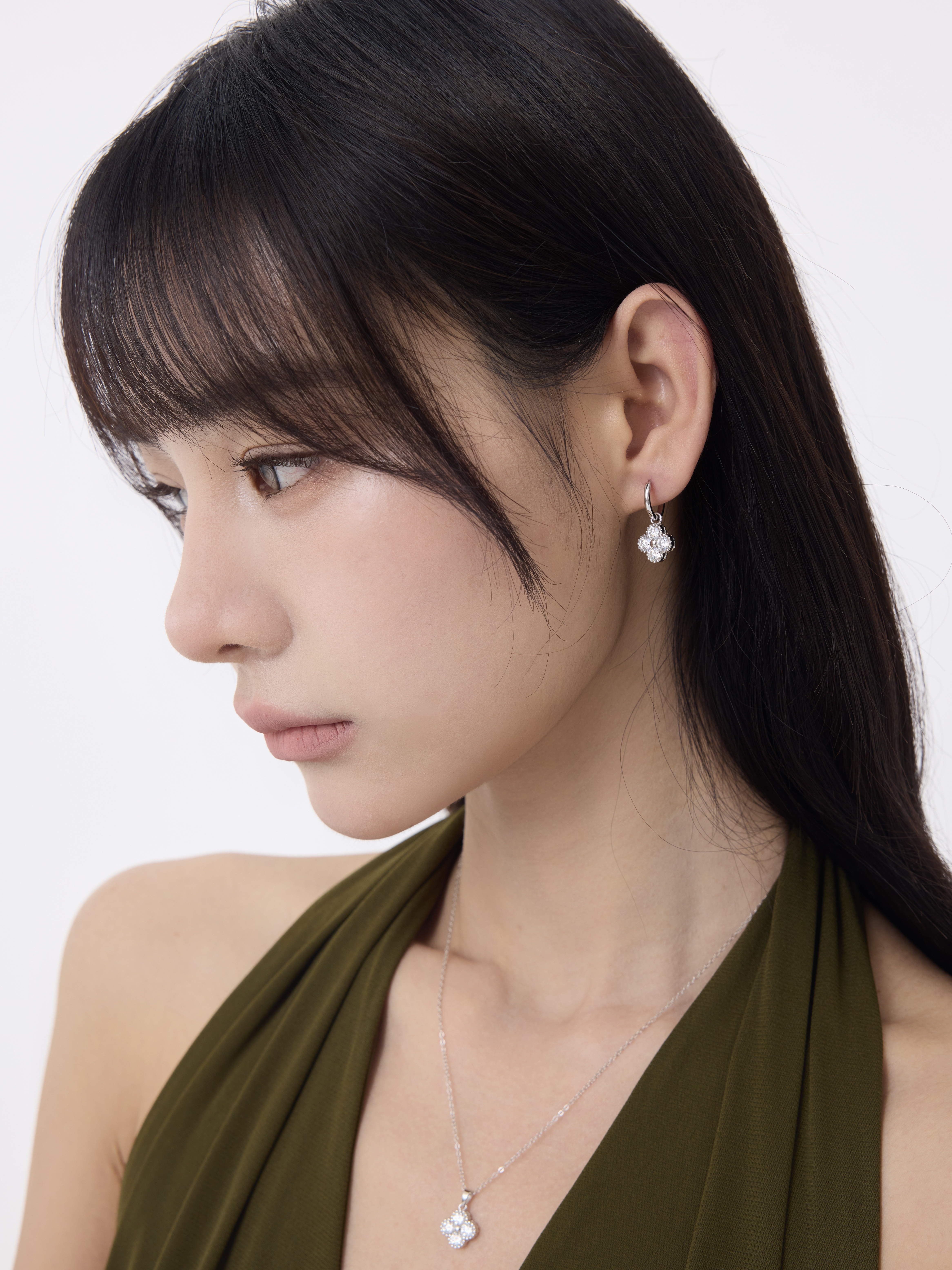 四葉草莫桑石耳圈 Lara Lucky Clover Mossianite Hoop Earring