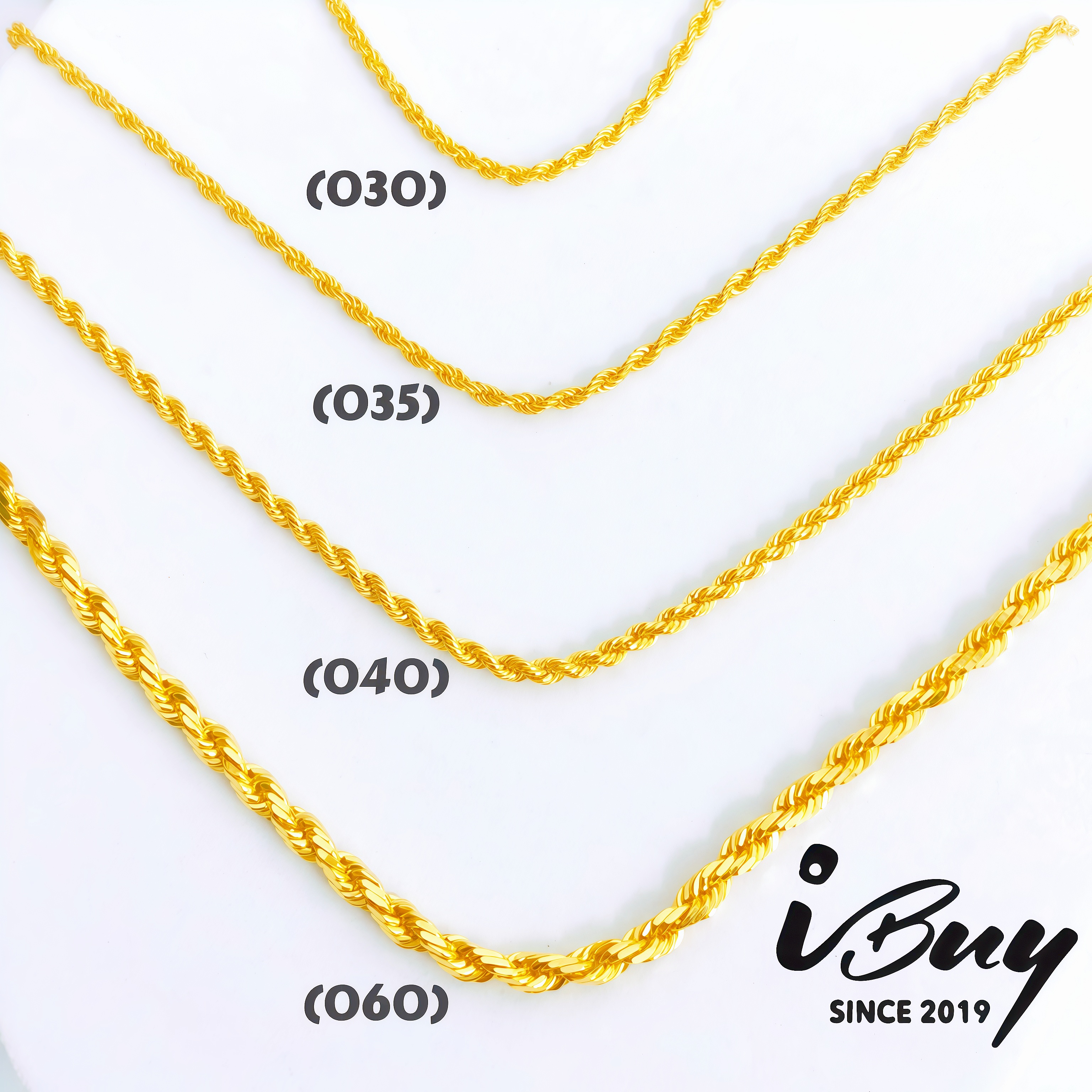 916 GOLD HOLLOW ROPE NECKLACE (030) 916 金 空心麻绳项链 (030)