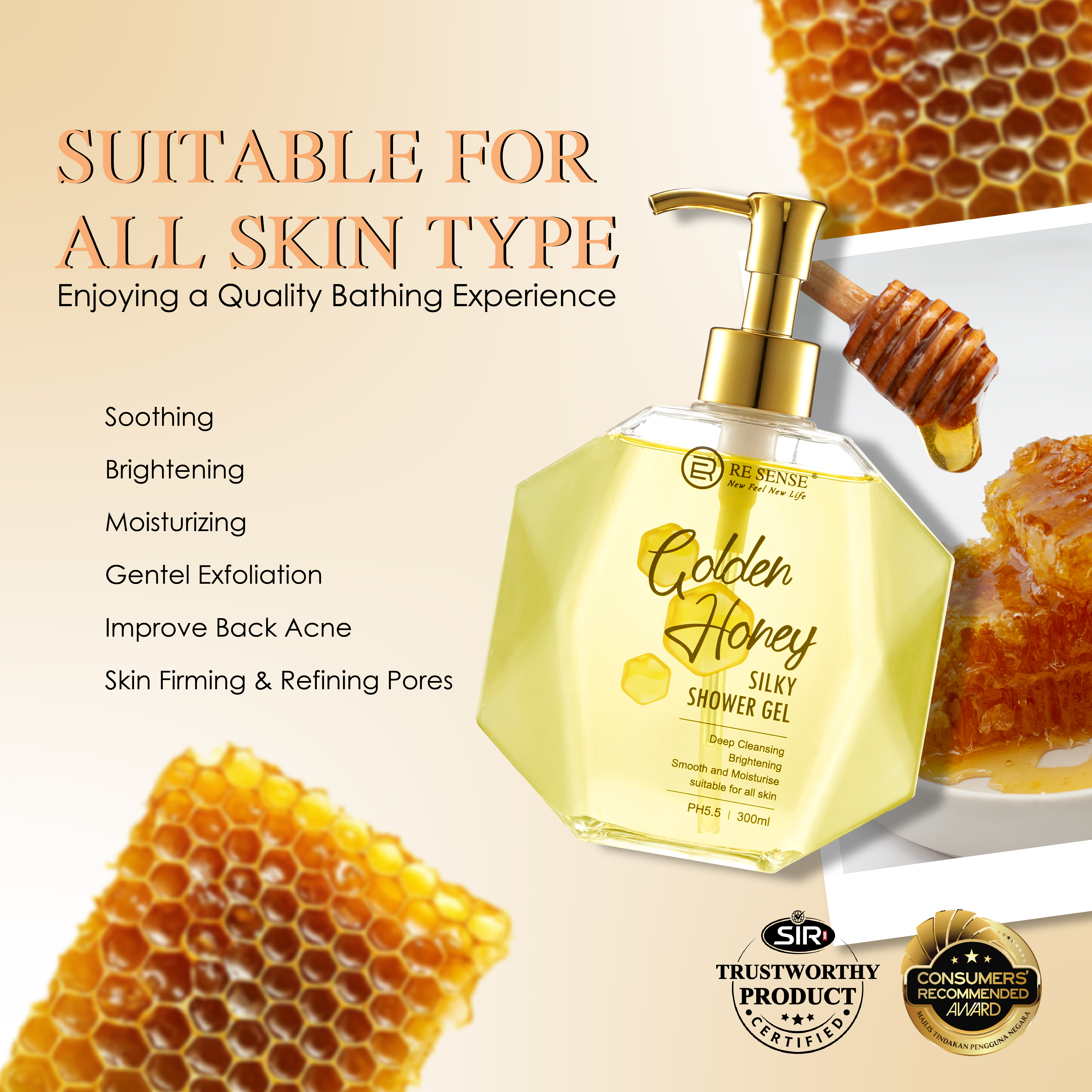 Golden Honey Silky Shower Gel (300ml)