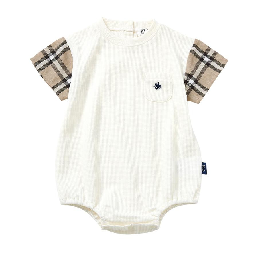 Polo Baby 格仔拼色短袖連身衣 70/80cm