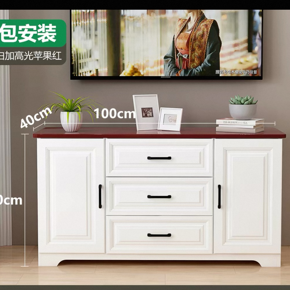 實木電視櫃 簡約細單位 白色貯物櫃組合 地櫃高身款 睡房電視櫃 TV stand
