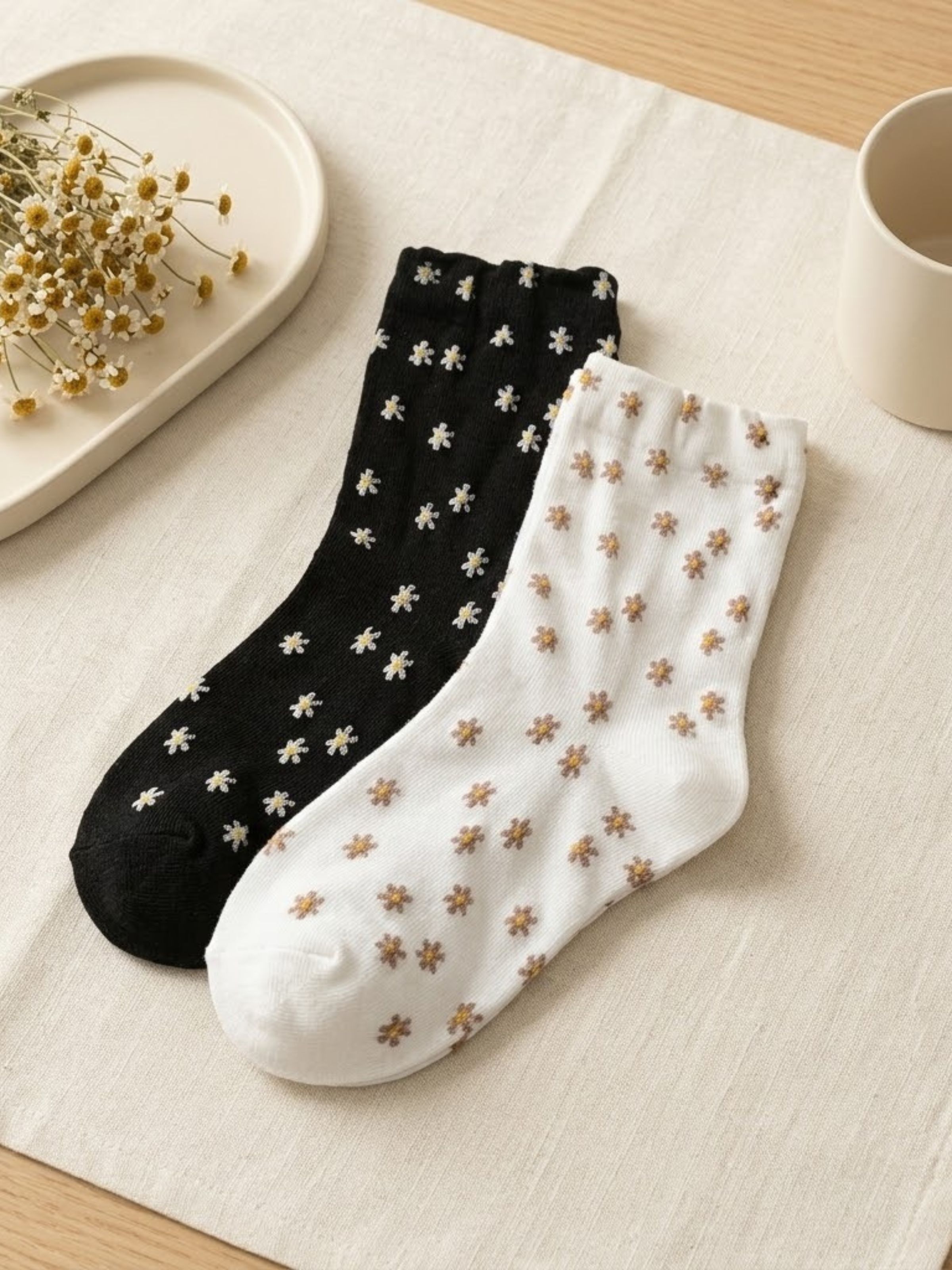 Korean Mini Flowers Women's High Crew Socks