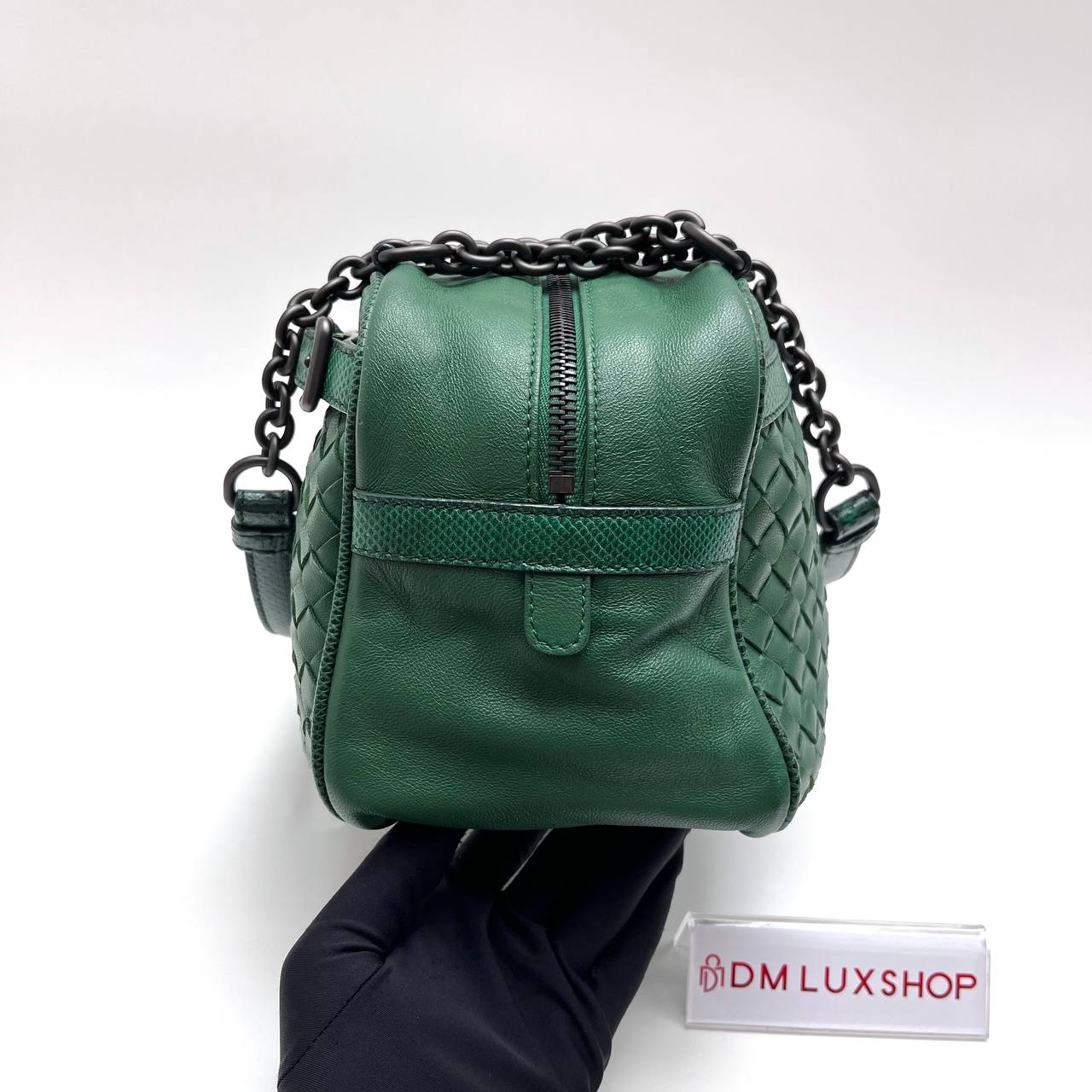 BV Green Intrecciato Shoulder Bag