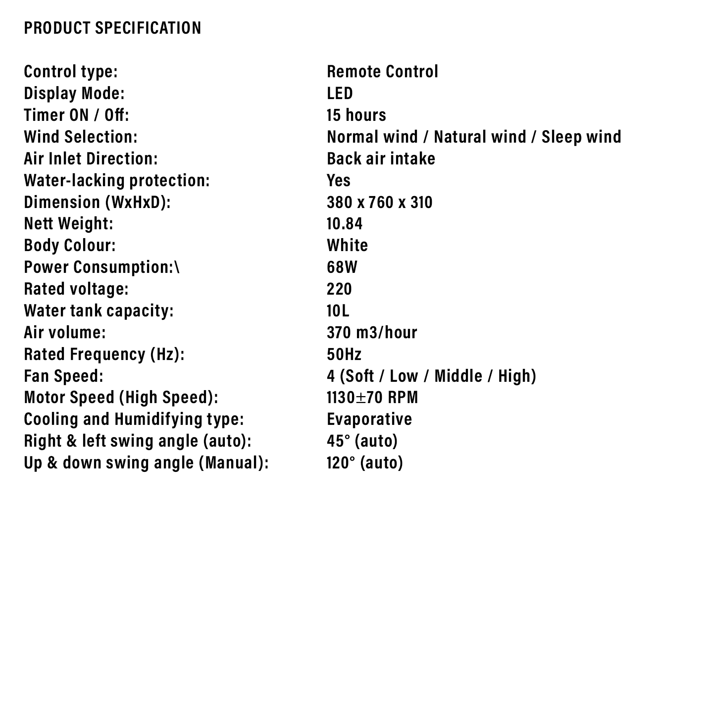 Sharp 10L Portable Air Cooler (PJA100TVW)