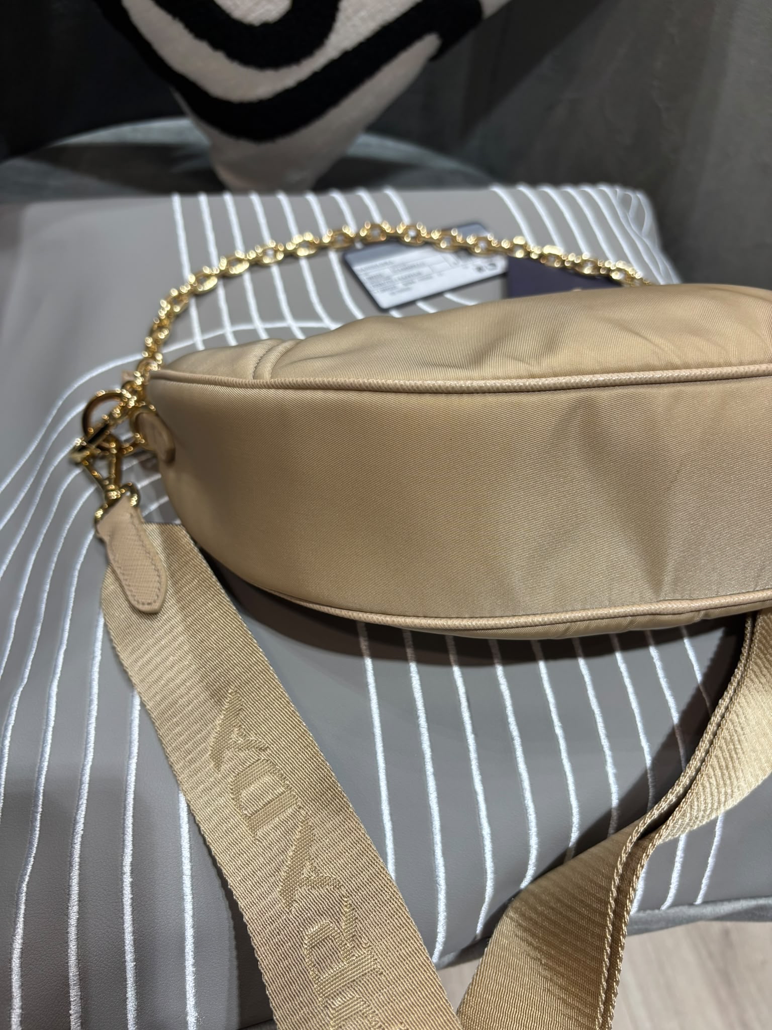 PRADA Re-Nylon Demi-Lune hobo bag 2 way bag 1BH222 100%Authentic, 95%New ✅ certificate ✅Dust Bag