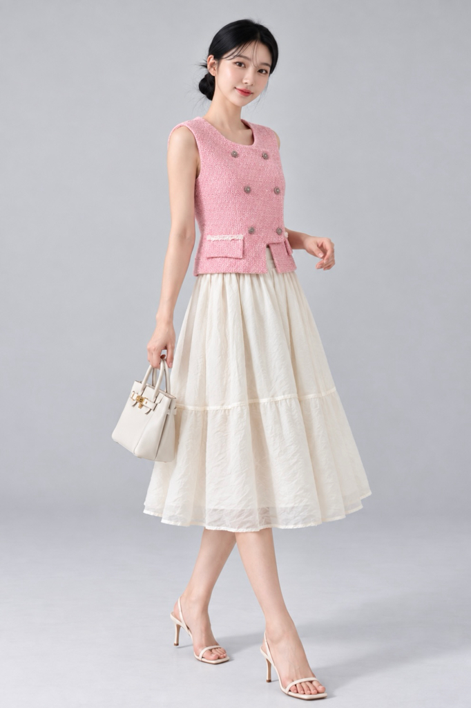 982 Tiered Flare Midi Skirt