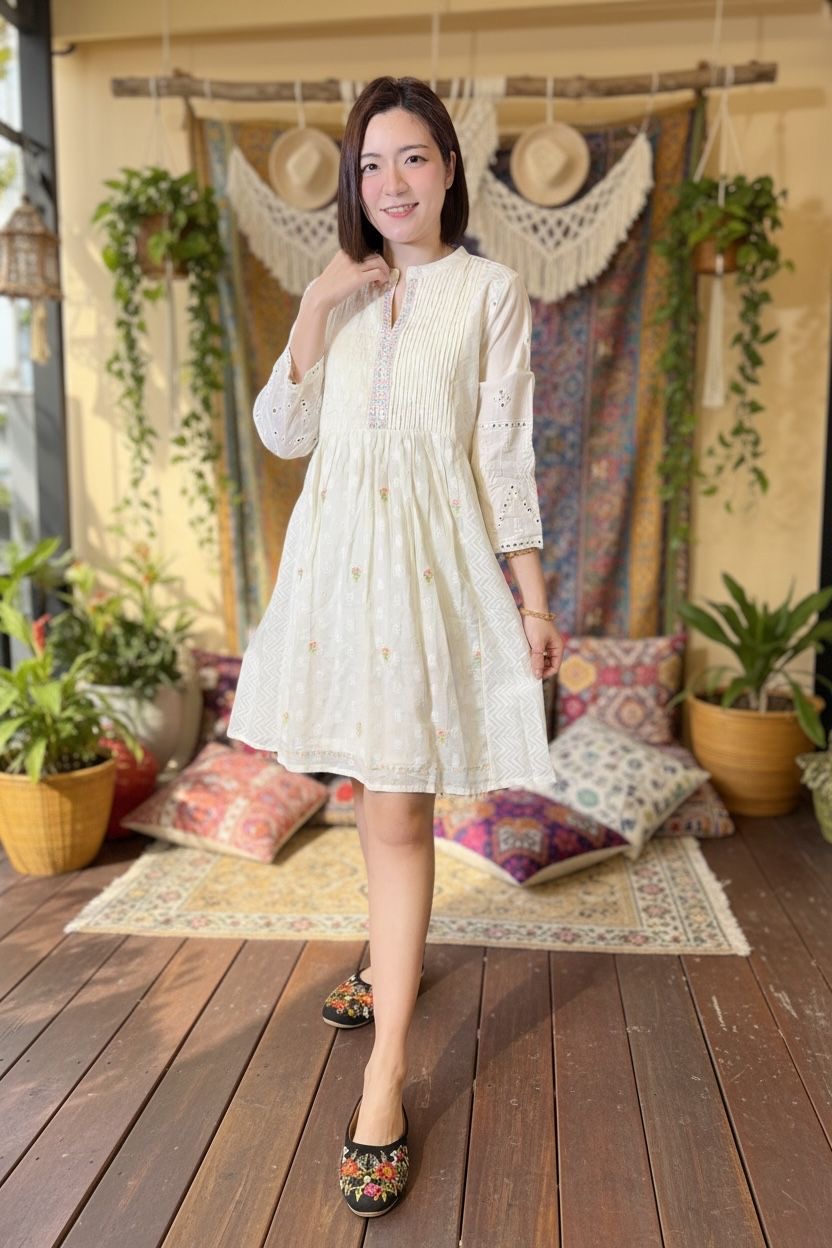 Milky White Accordion Fold Short OP 35" #1131