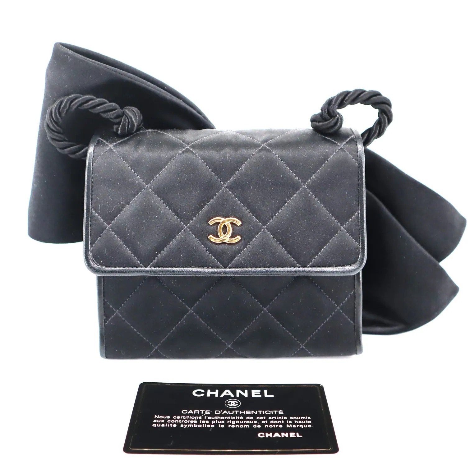 Chanel Vintage Satin Bow Evening Bag