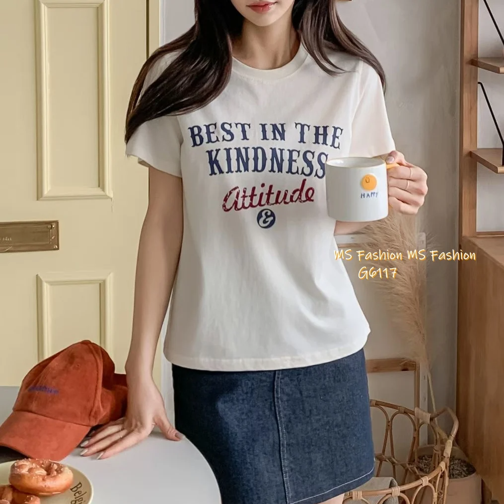 G6117 韓國🇰🇷拼色字母tee