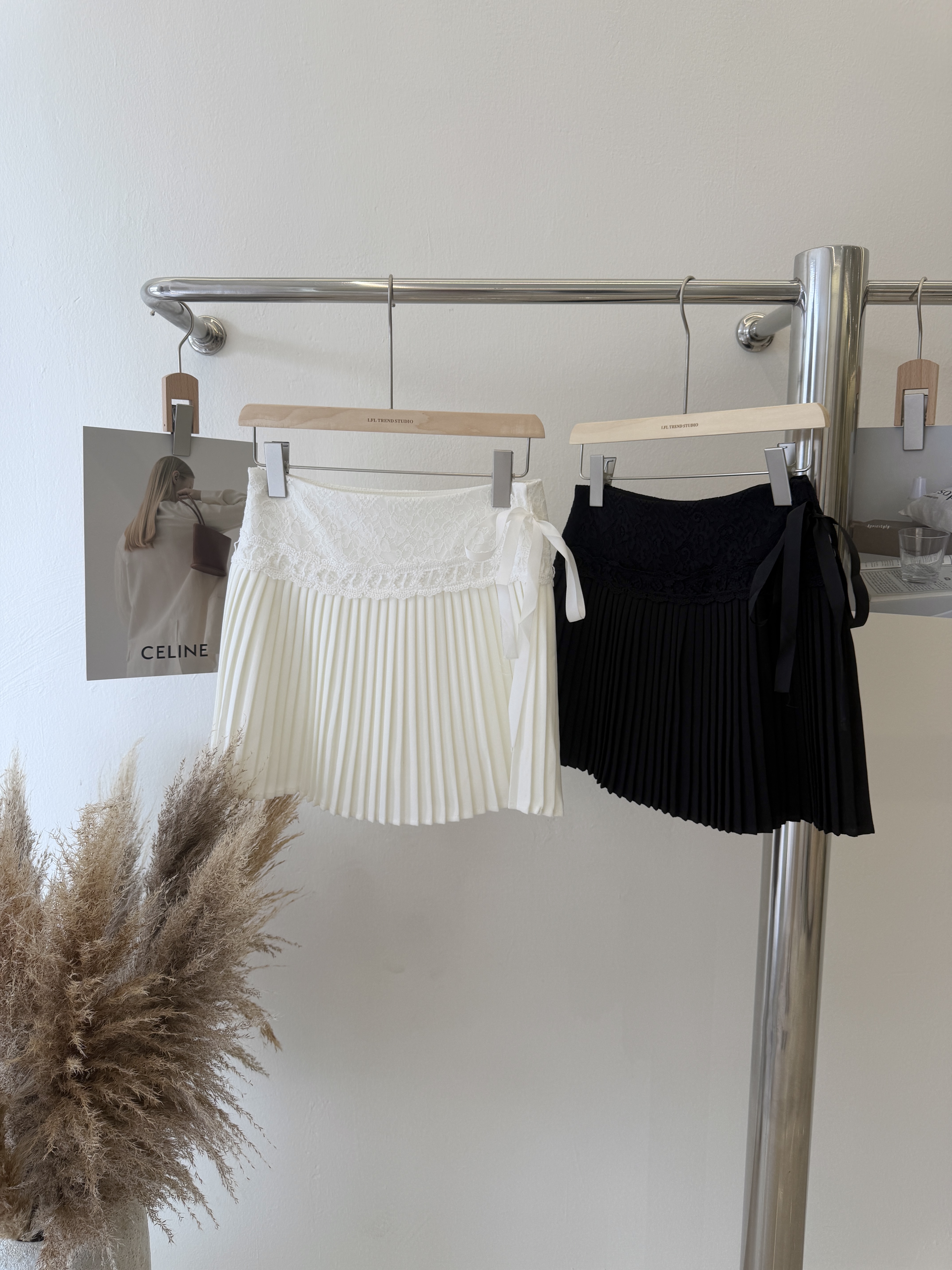 6638 甜美蕾丝拼接百褶裙