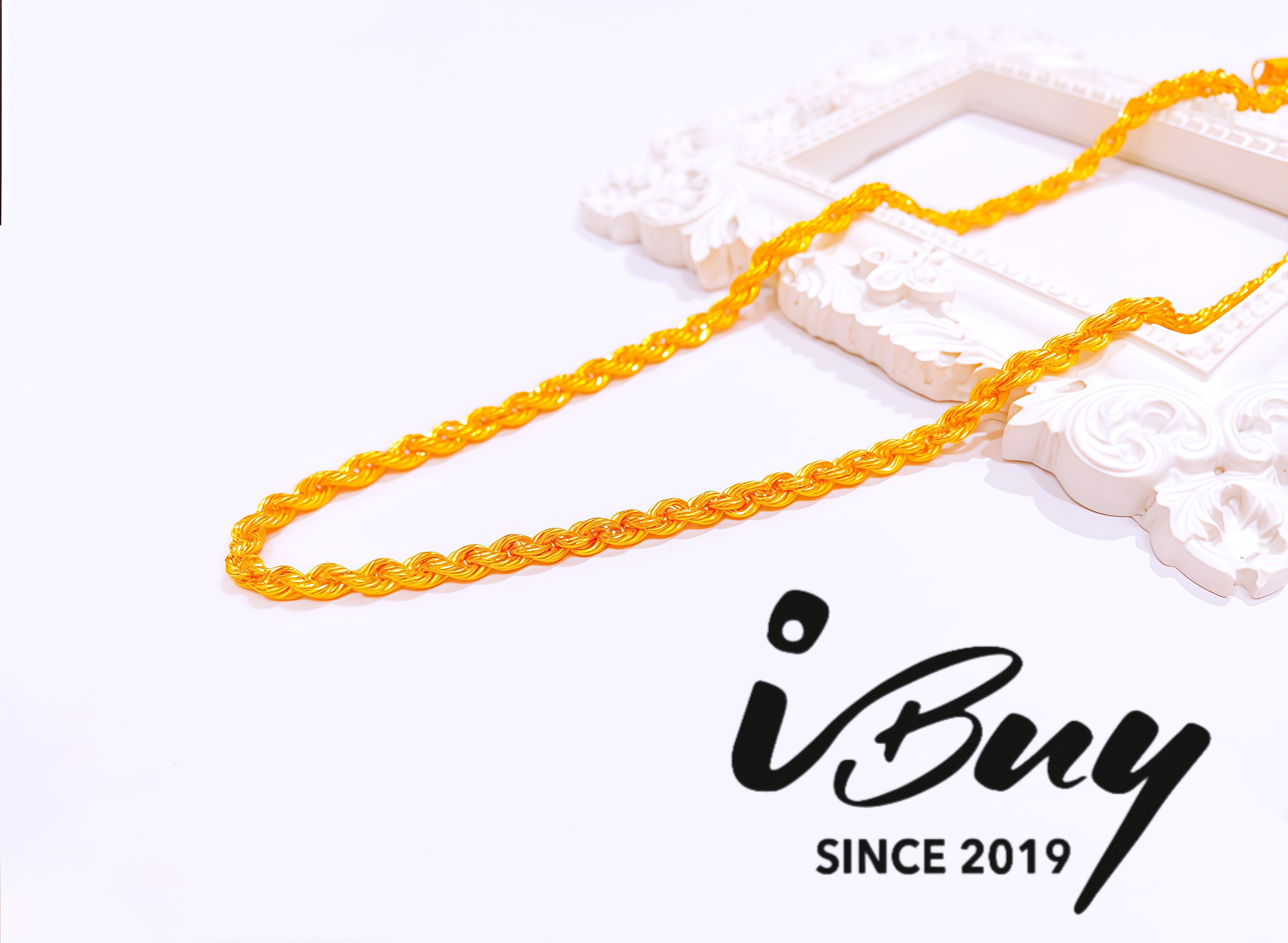 916 GOLD HOLLOW ROPE NECKLACE 916 金 空心麻绳项链