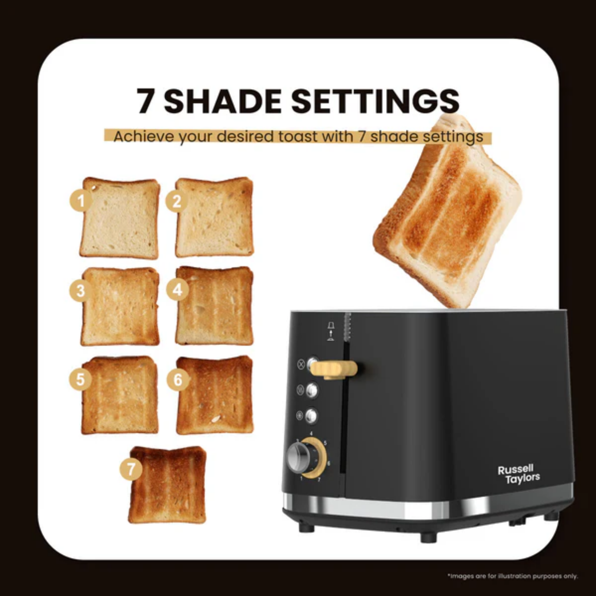 Russell Taylors 925W Noir Stainless Toaster (RT30)