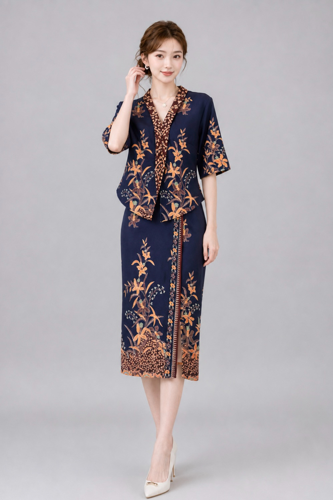 13001 Orient Bloom Printed Maxi Skirt