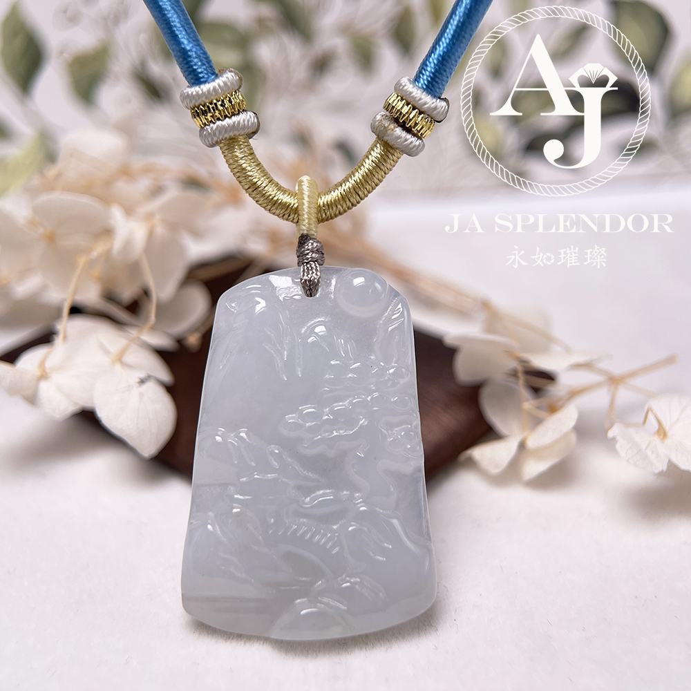 JN-916 天然翡翠A玉 老料膠潤旺丁旺財山水牌吊墜