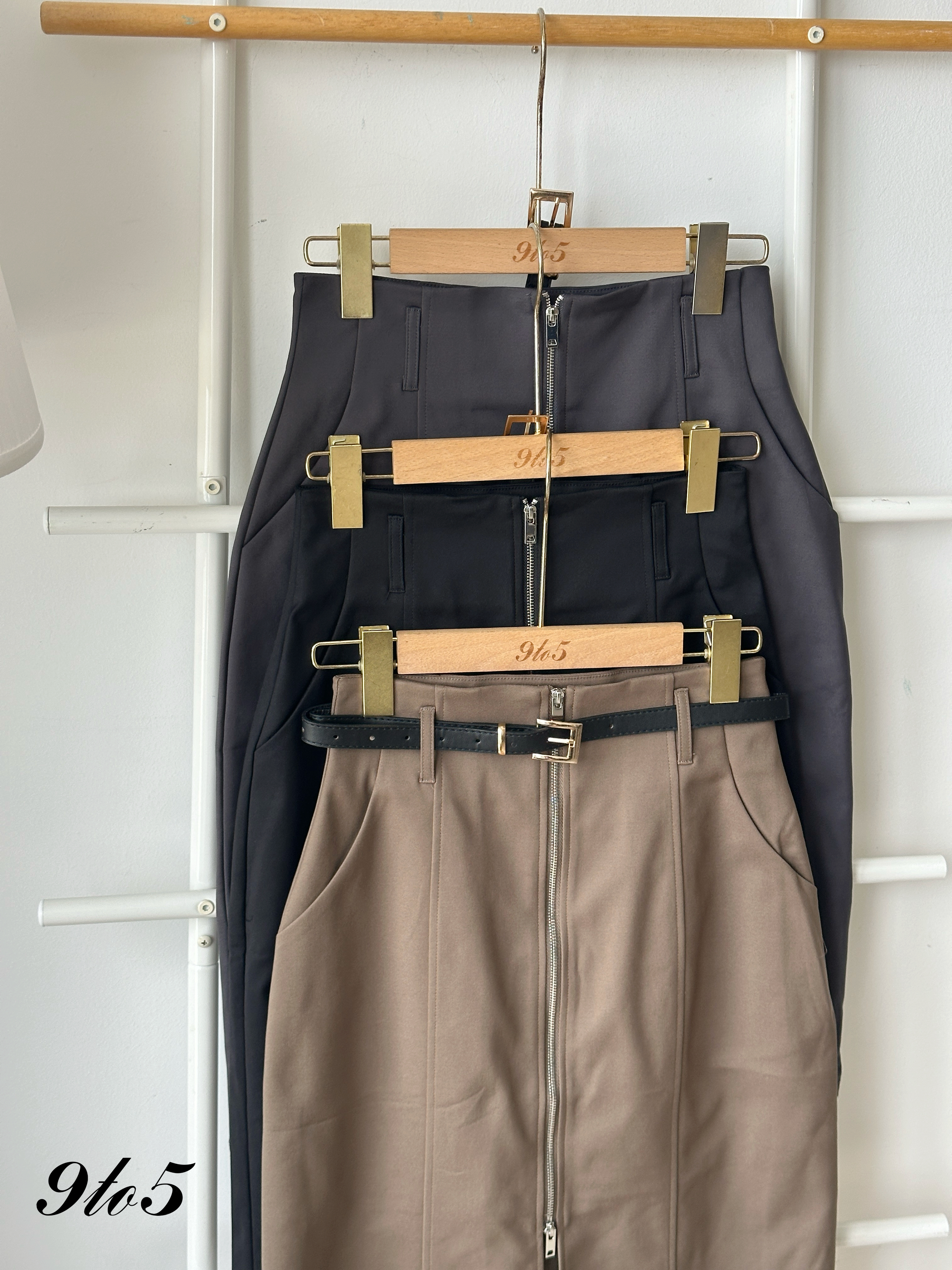 S1917 Midi Zipped Pencil Skirt - 3 Colors 