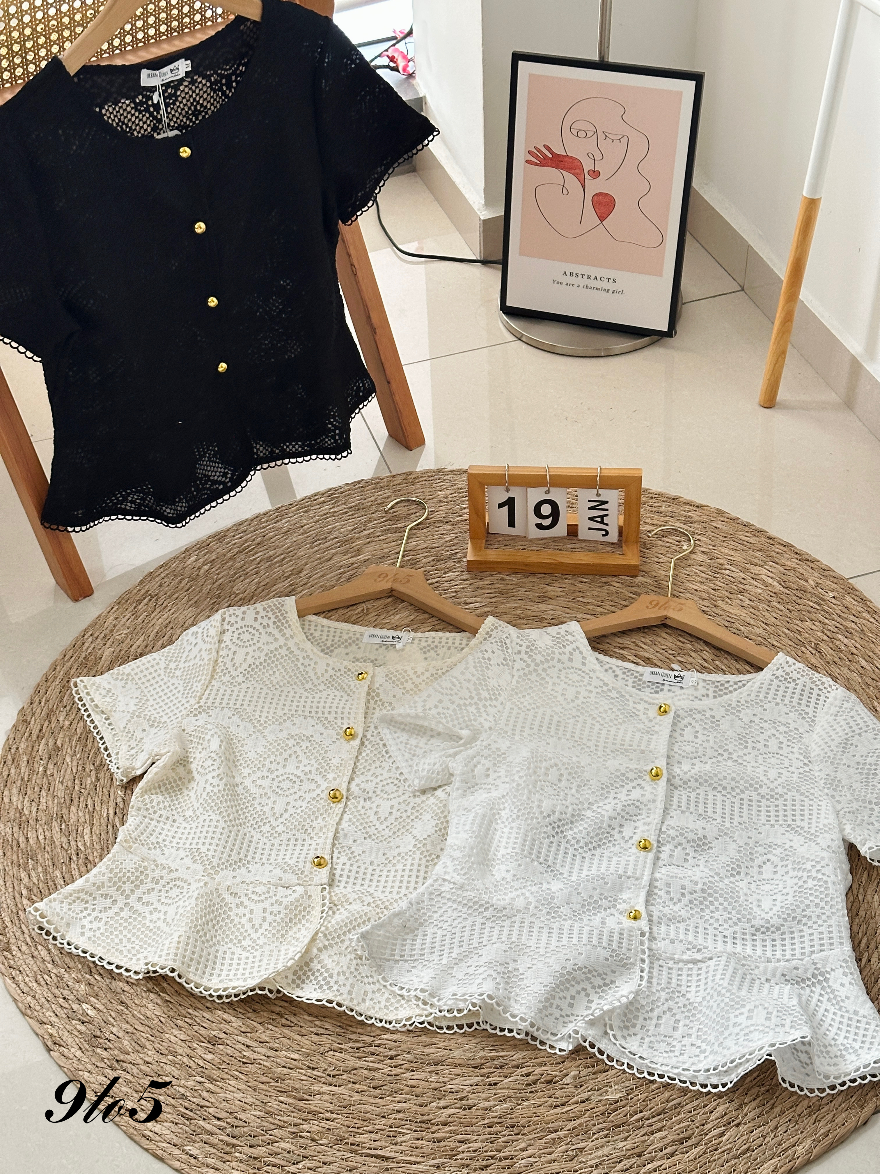 T3913 Lace Peplum Top - 3 Colors