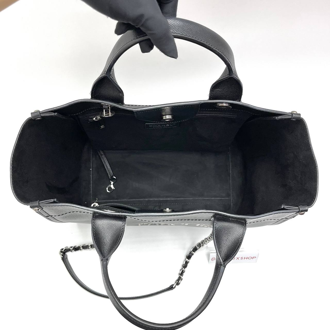 Chanel Black Caviar Deauville Tote (Serial 25)